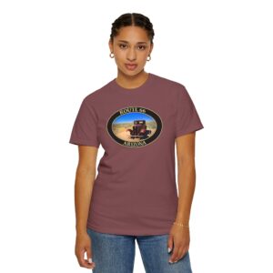 Antique Car on Historic Route 66 in Petrified Forest National Park Garment-Dyed Heavyweight T-Shirt – Scenic Road Trip Photography Tee