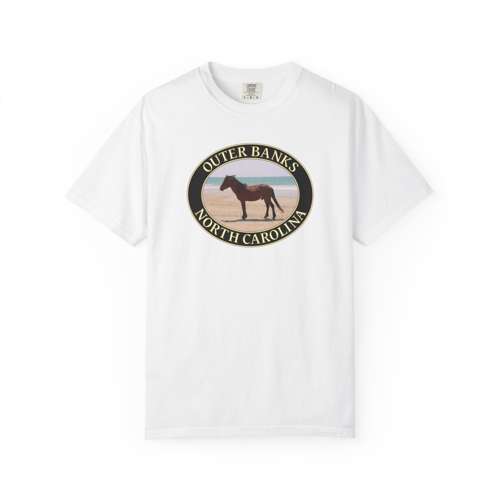 Wild Horse on the Beach, Outer Banks North Carolina, Original Scenic Photography, Garment-Dyed Heavyweight T-Shirt for Nature Lovers - Image 3