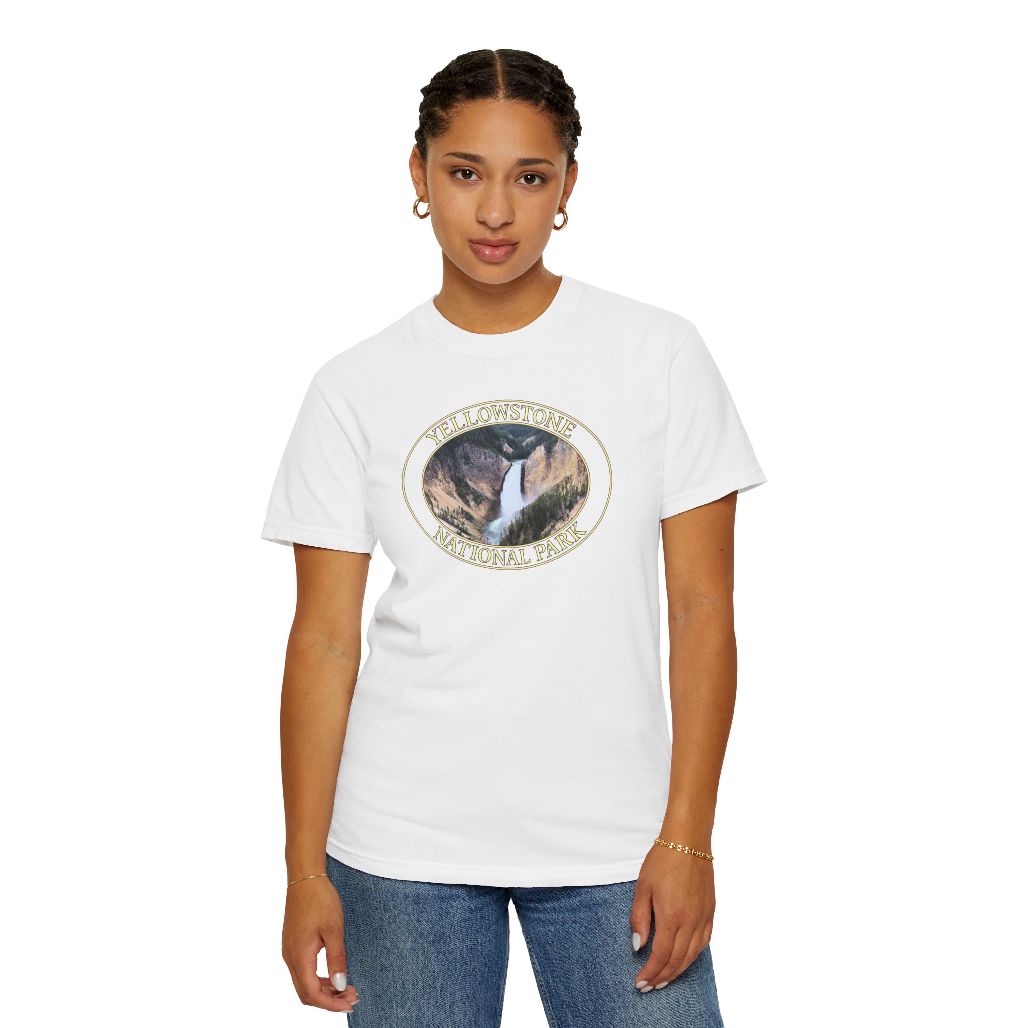 Closeup of Yellowstone Falls, Garment-Dyed Heavyweight T-Shirt – Yellowstone National Park Scenic Nature Photography Tee - Image 4
