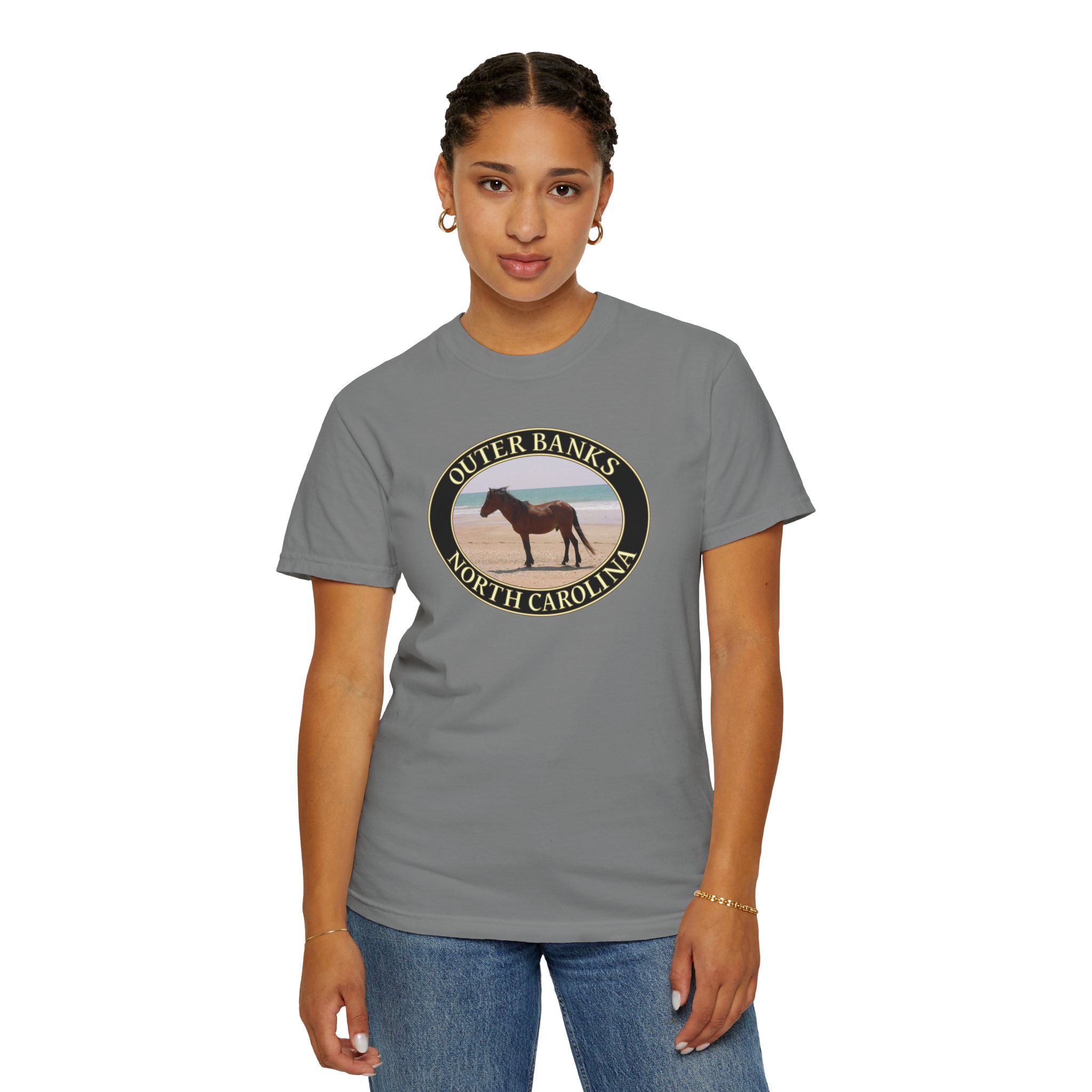 Wild Horse on the Beach, Outer Banks North Carolina, Original Scenic Photography, Garment-Dyed Heavyweight T-Shirt for Nature Lovers - Image 6