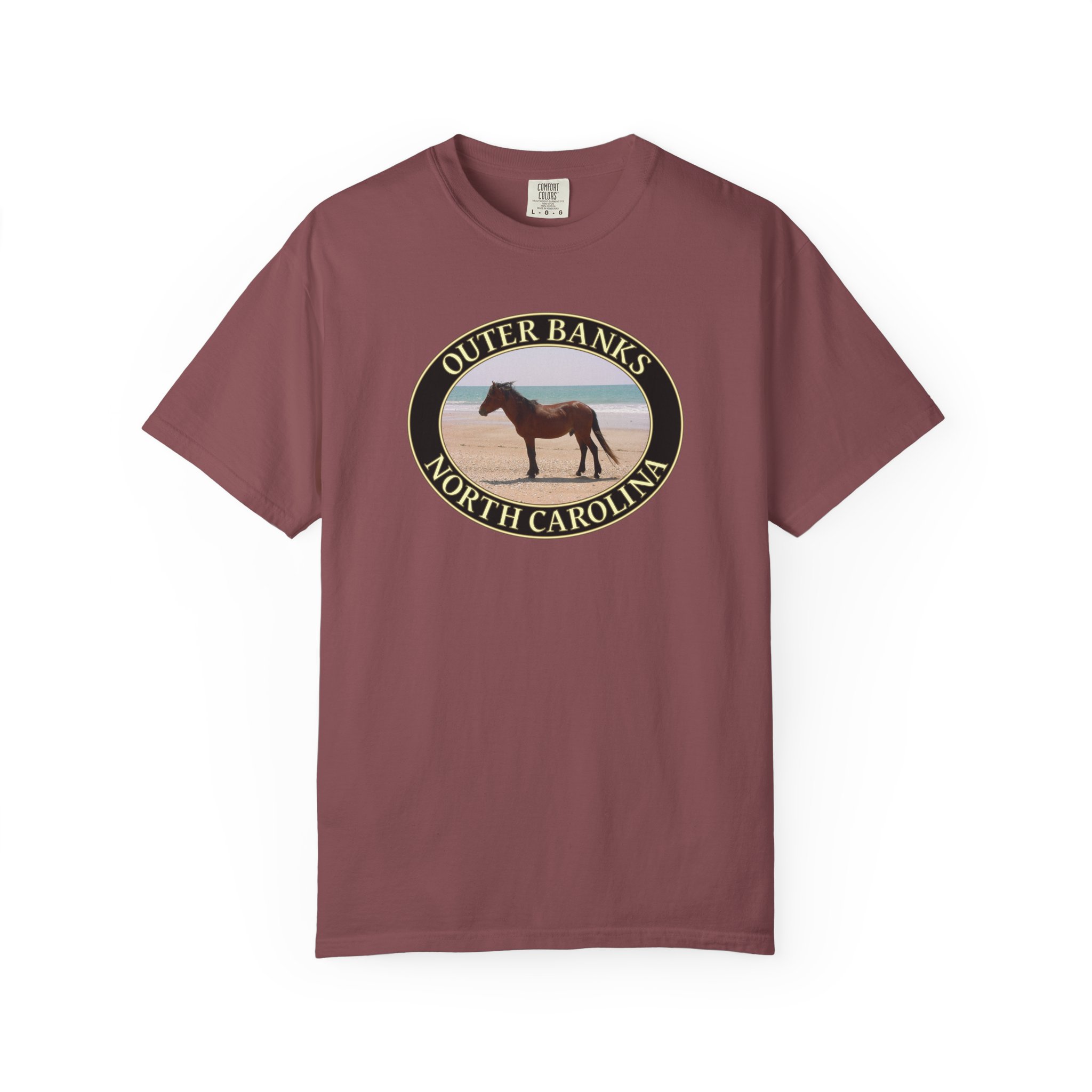 Wild Horse on the Beach, Outer Banks North Carolina, Original Scenic Photography, Garment-Dyed Heavyweight T-Shirt for Nature Lovers - Image 2