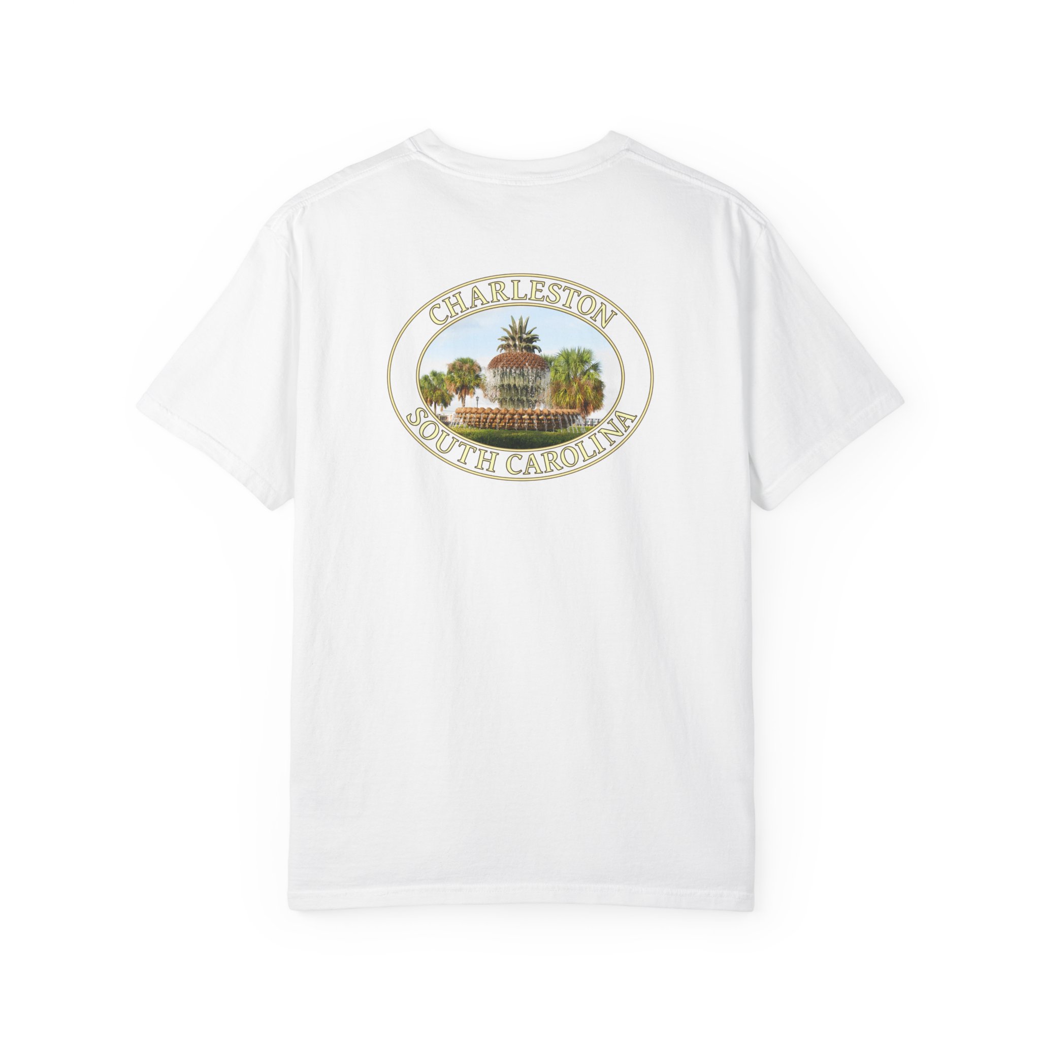 Pineapple Fountain Charleston SC Scenic Photography Garment-Dyed Heavyweight T-Shirt - Image 6