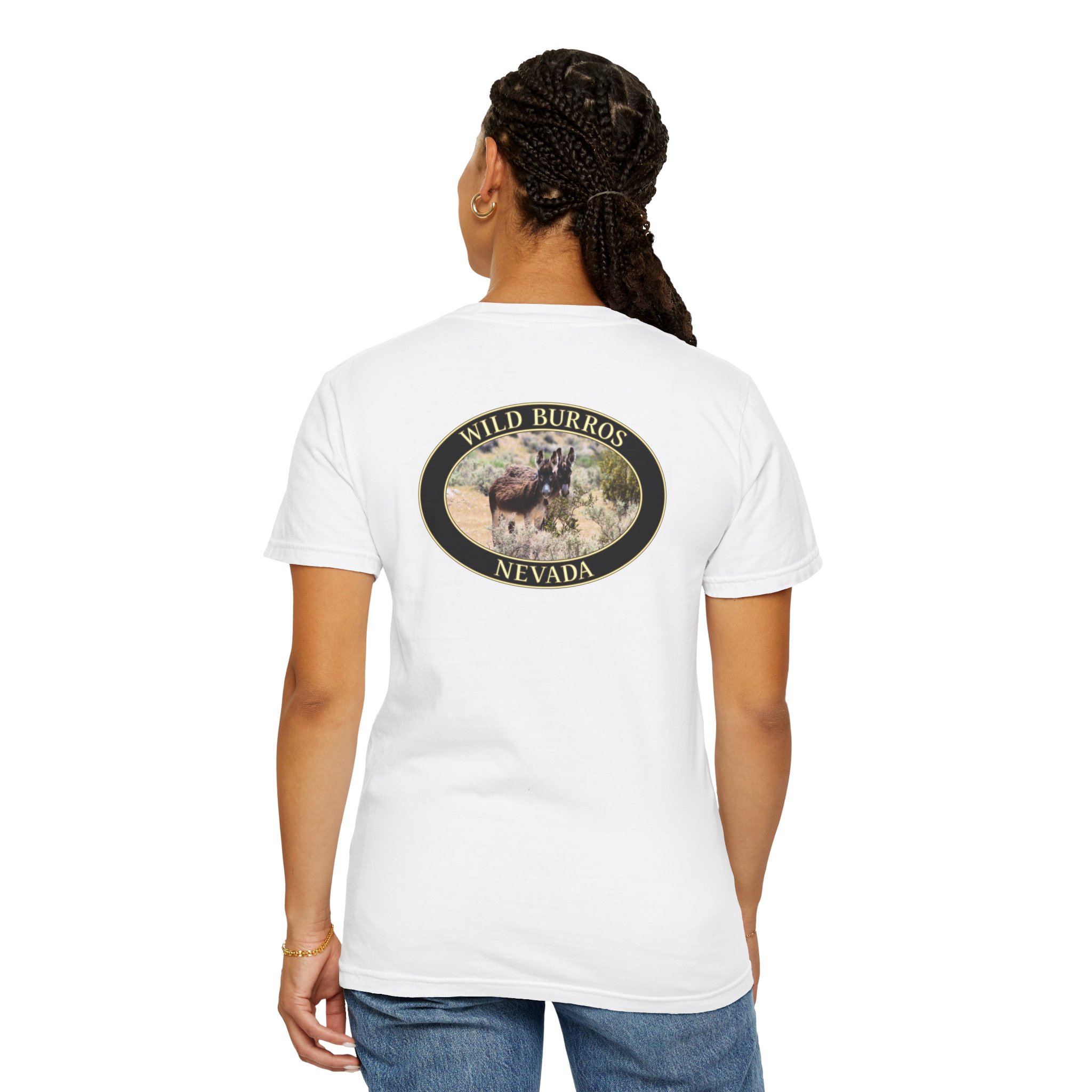 Wild Donkey Couple Scenic Nevada Landscape Relaxed Fit Garment-Dyed Heavyweight T-Shirt - Image 8