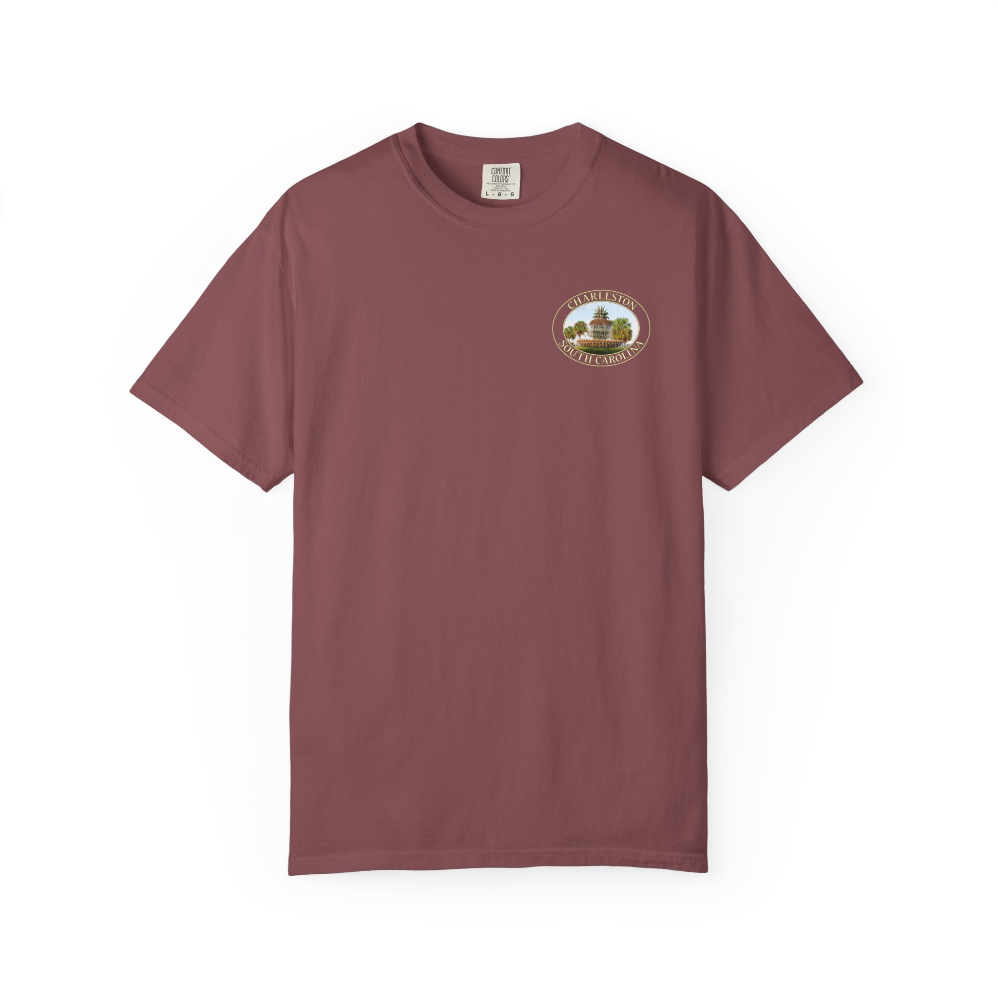 Pineapple Fountain Charleston SC Scenic Photography Garment-Dyed Heavyweight T-Shirt - Image 9