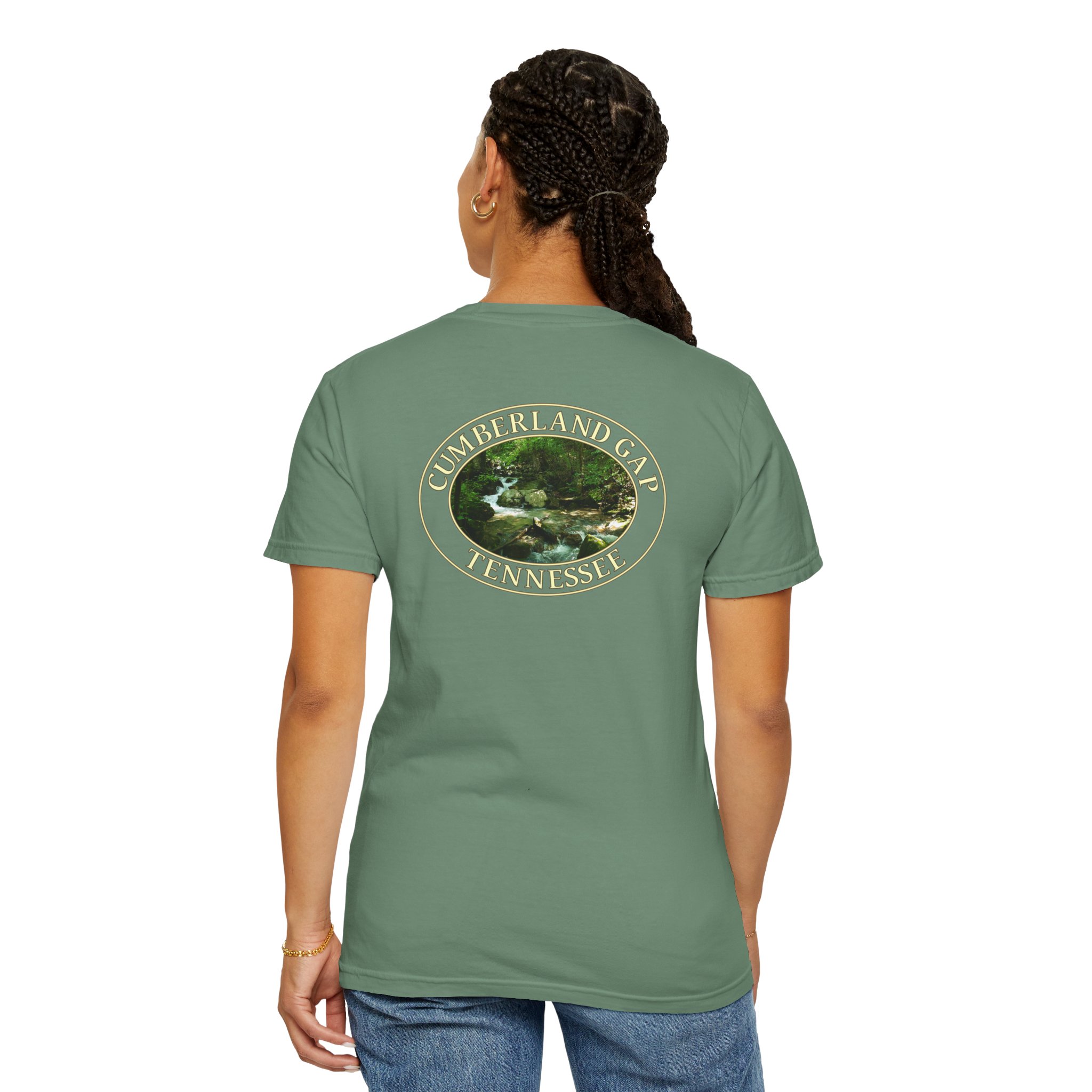 Mountain Stream in Cumberland Gap National Historical Park Relaxed Fit Garment-Dyed Heavyweight T-Shirt with Front and Back Print - Image 16