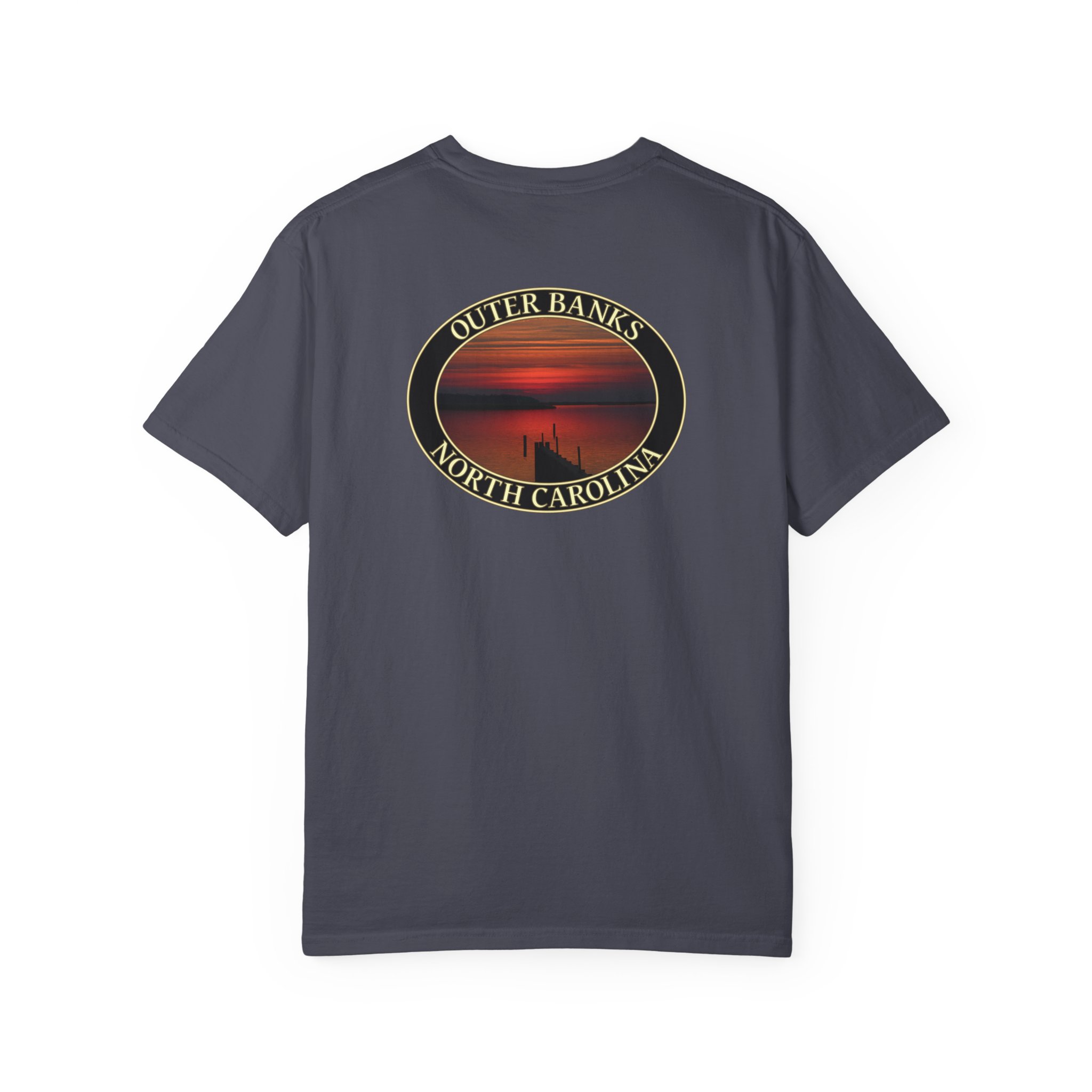 Red Sunset over Albemarle Sound on Outer Banks North Carolina Relaxed Fit Garment-Dyed Heavyweight T-Shirt - Image 22