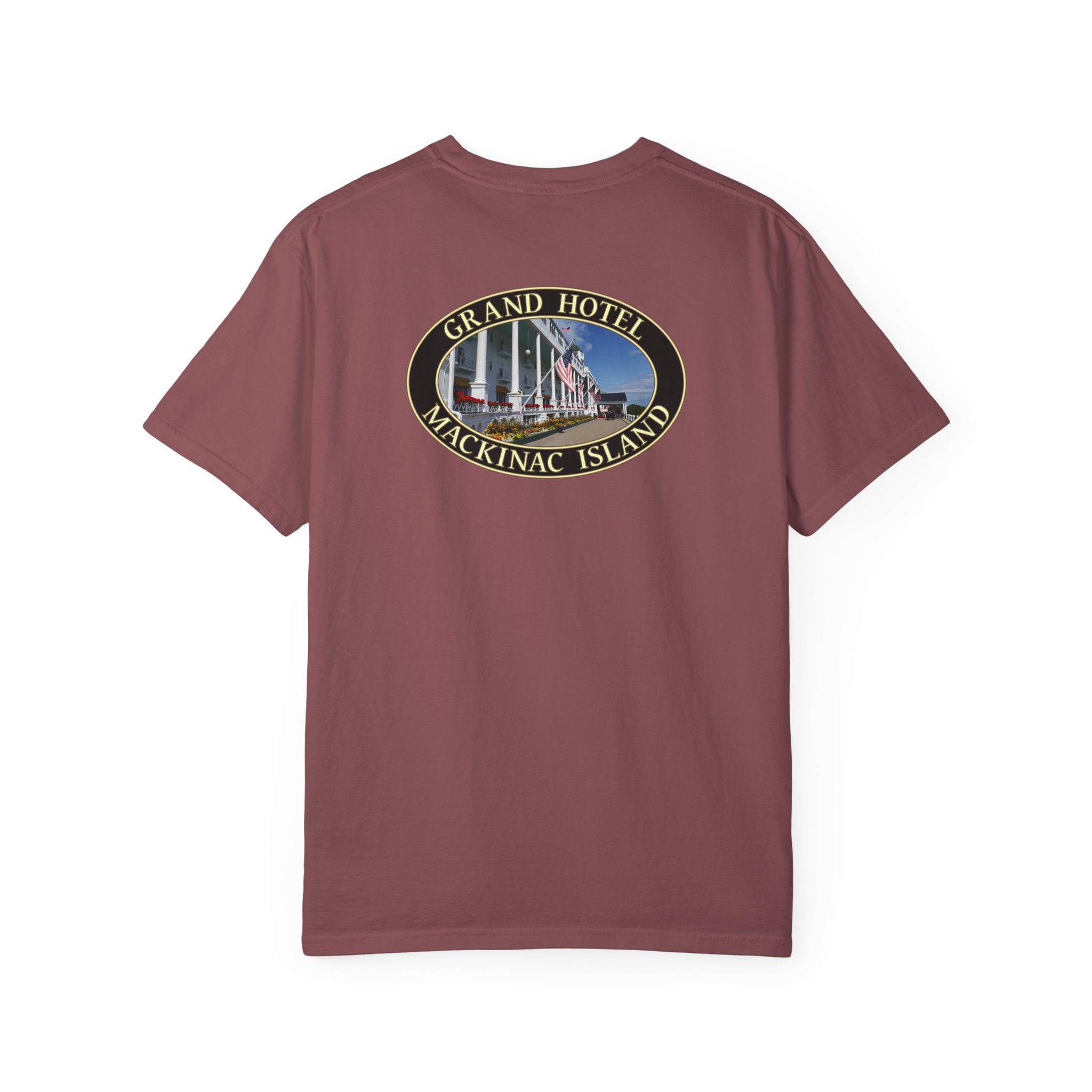 Grand Hotel on Mackinac Island Michigan, Scenic Photography Garment-Dyed Heavyweight T-Shirt with Relaxed Fit, 2-sided Print - Image 3