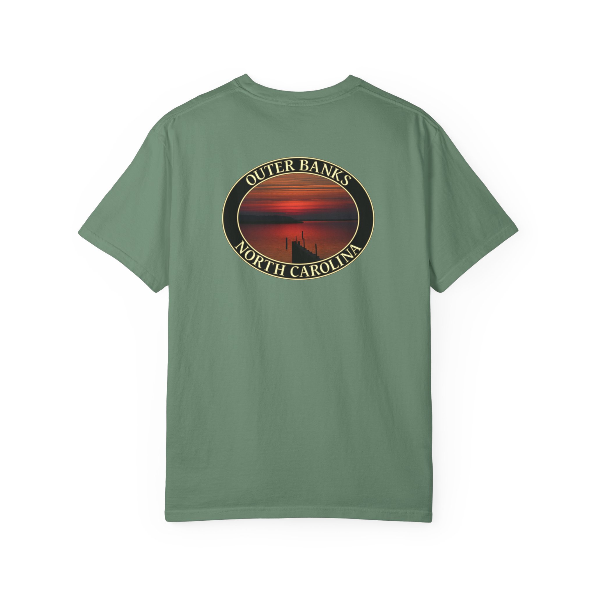 Red Sunset over Albemarle Sound on Outer Banks North Carolina Relaxed Fit Garment-Dyed Heavyweight T-Shirt - Image 18