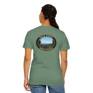 Blue Ridge Mountains of North Carolina, Scenic Garment-Dyed Heavyweight T-Shirt with Relaxed Fit and Soft Ring-Spun Cotton, 2-sided Print