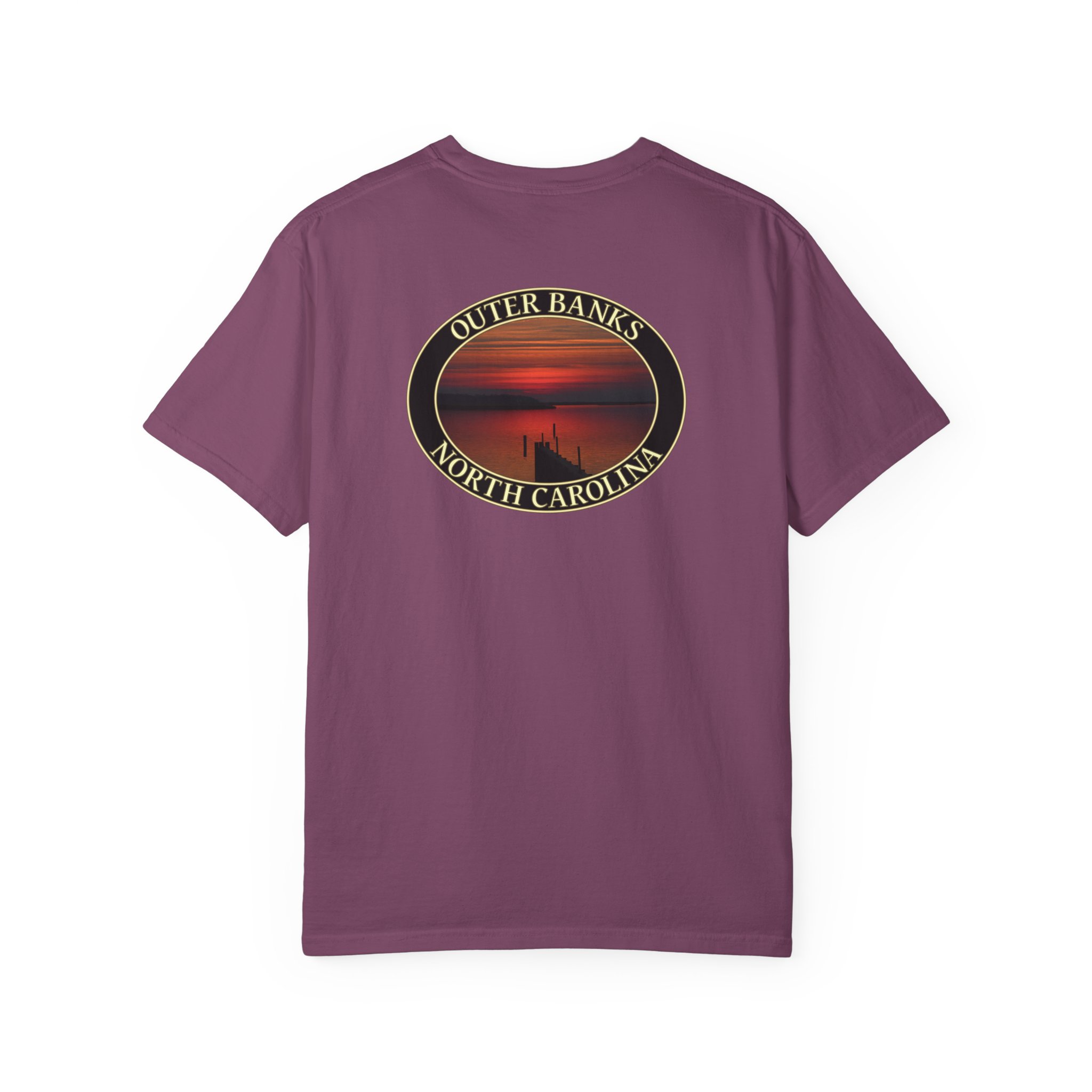 Red Sunset over Albemarle Sound on Outer Banks North Carolina Relaxed Fit Garment-Dyed Heavyweight T-Shirt - Image 26