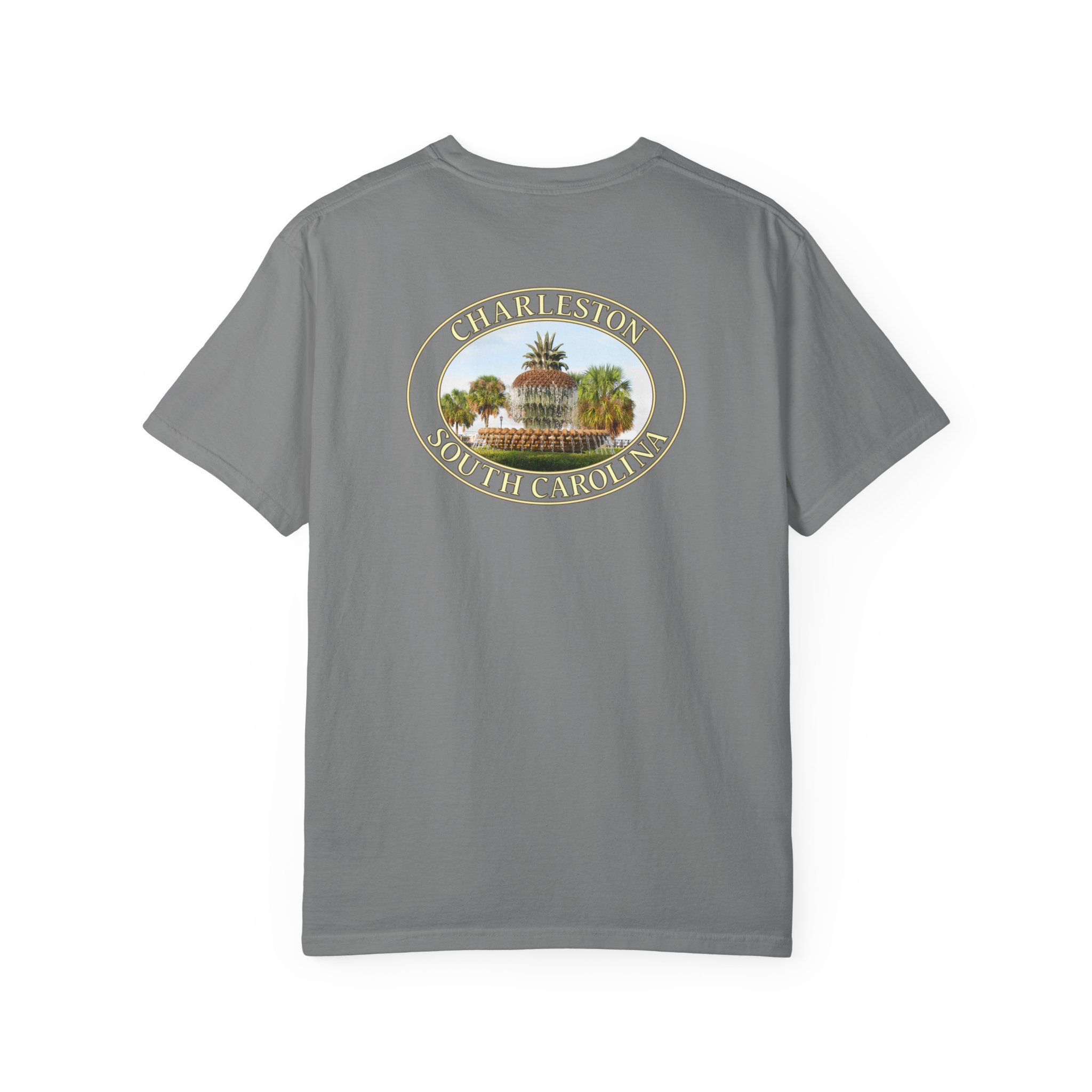 Pineapple Fountain Charleston SC Scenic Photography Garment-Dyed Heavyweight T-Shirt - Image 14