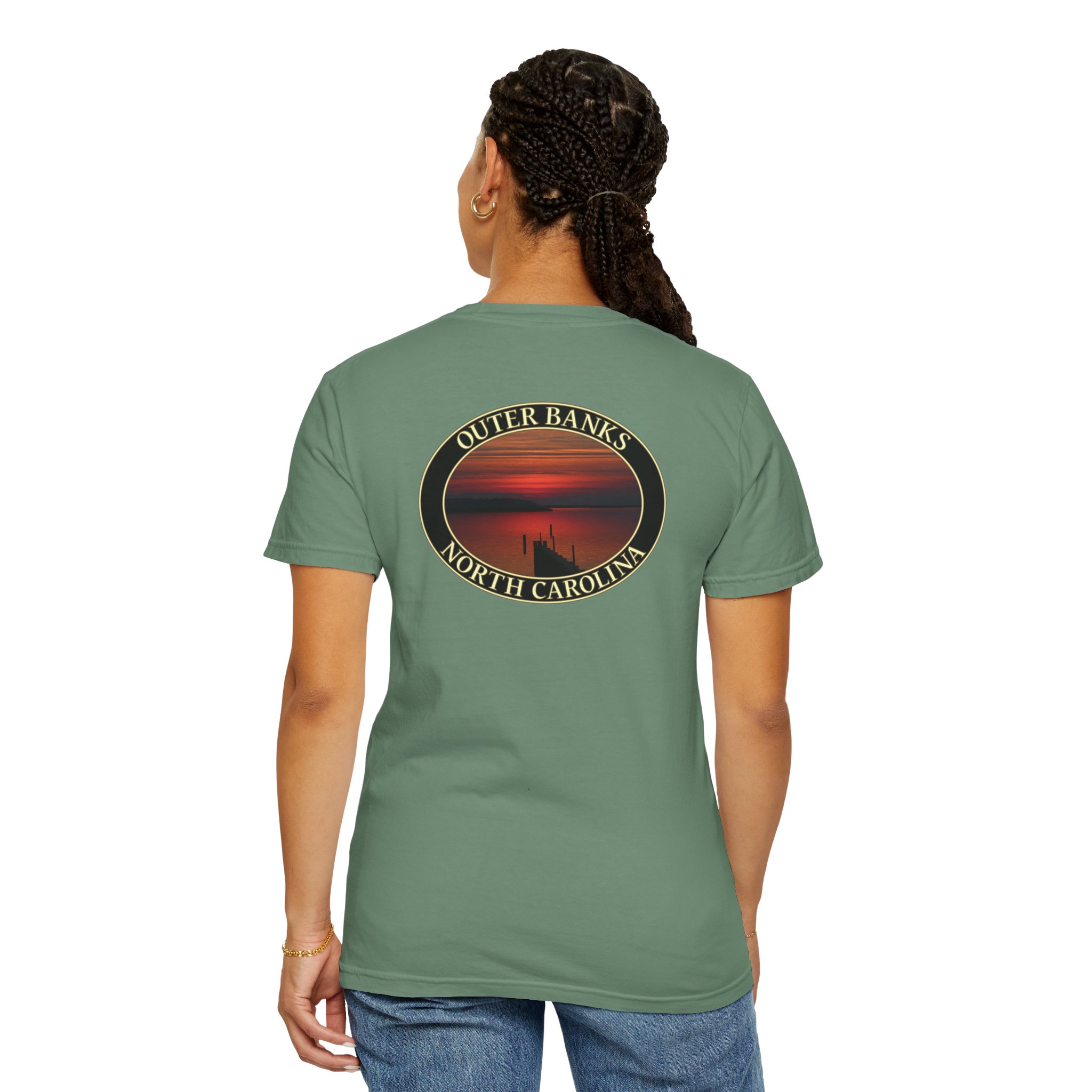Red Sunset over Albemarle Sound on Outer Banks North Carolina Relaxed Fit Garment-Dyed Heavyweight T-Shirt - Image 20