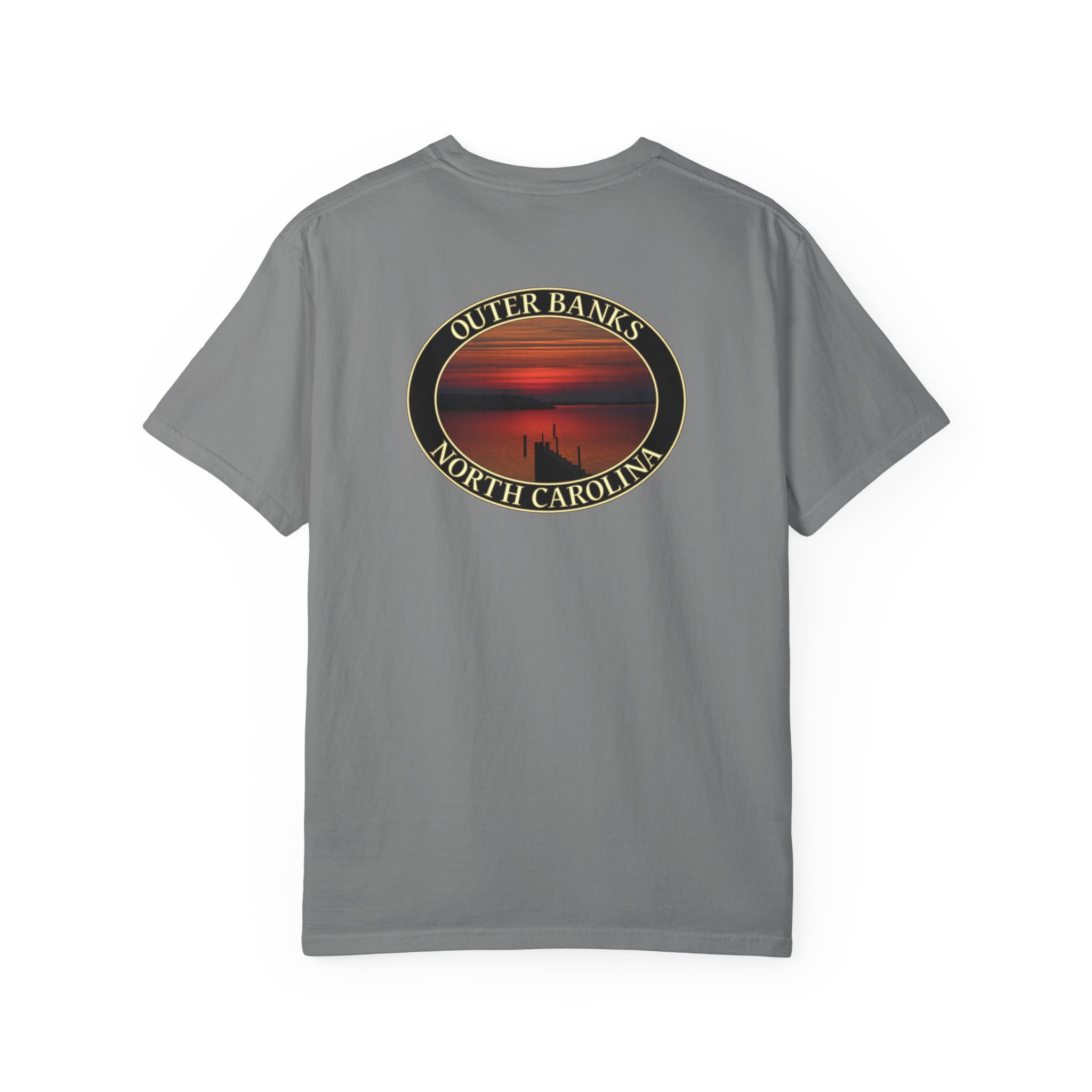Red Sunset over Albemarle Sound on Outer Banks North Carolina Relaxed Fit Garment-Dyed Heavyweight T-Shirt - Image 14