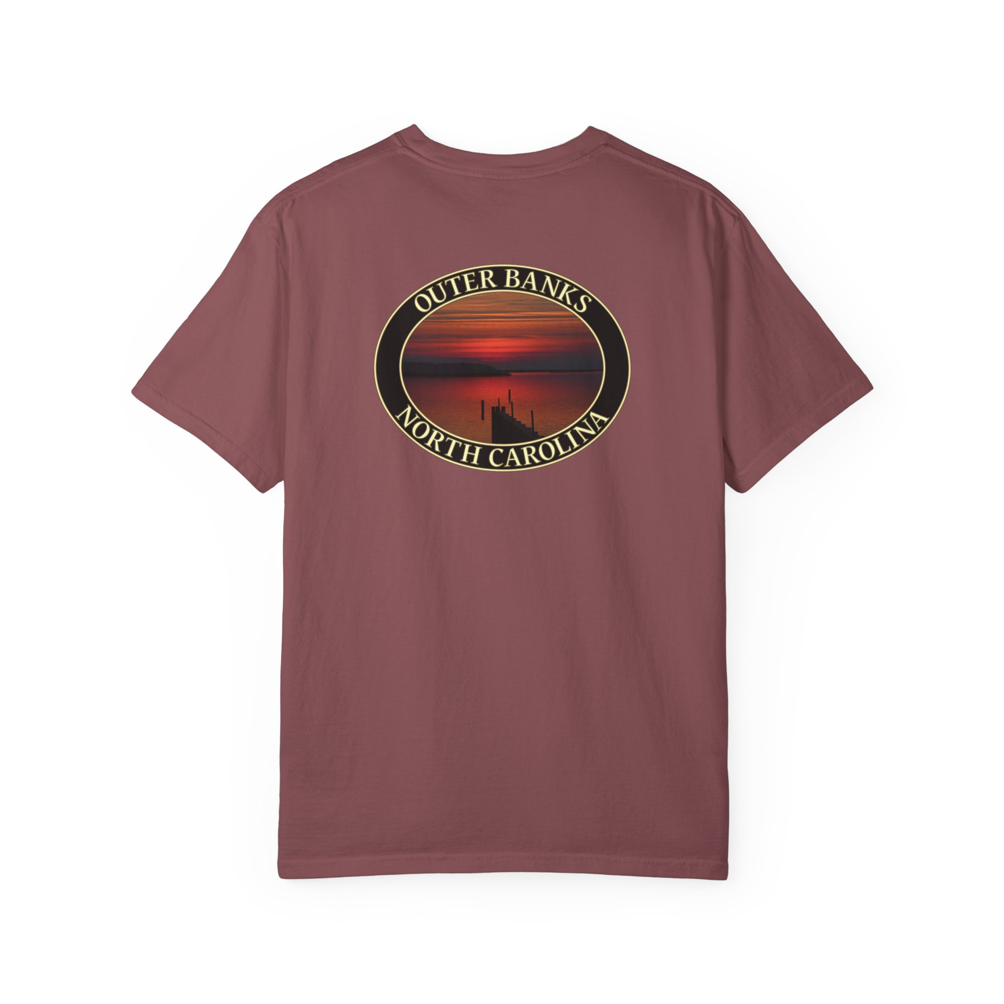 Red Sunset over Albemarle Sound on Outer Banks North Carolina Relaxed Fit Garment-Dyed Heavyweight T-Shirt - Image 10