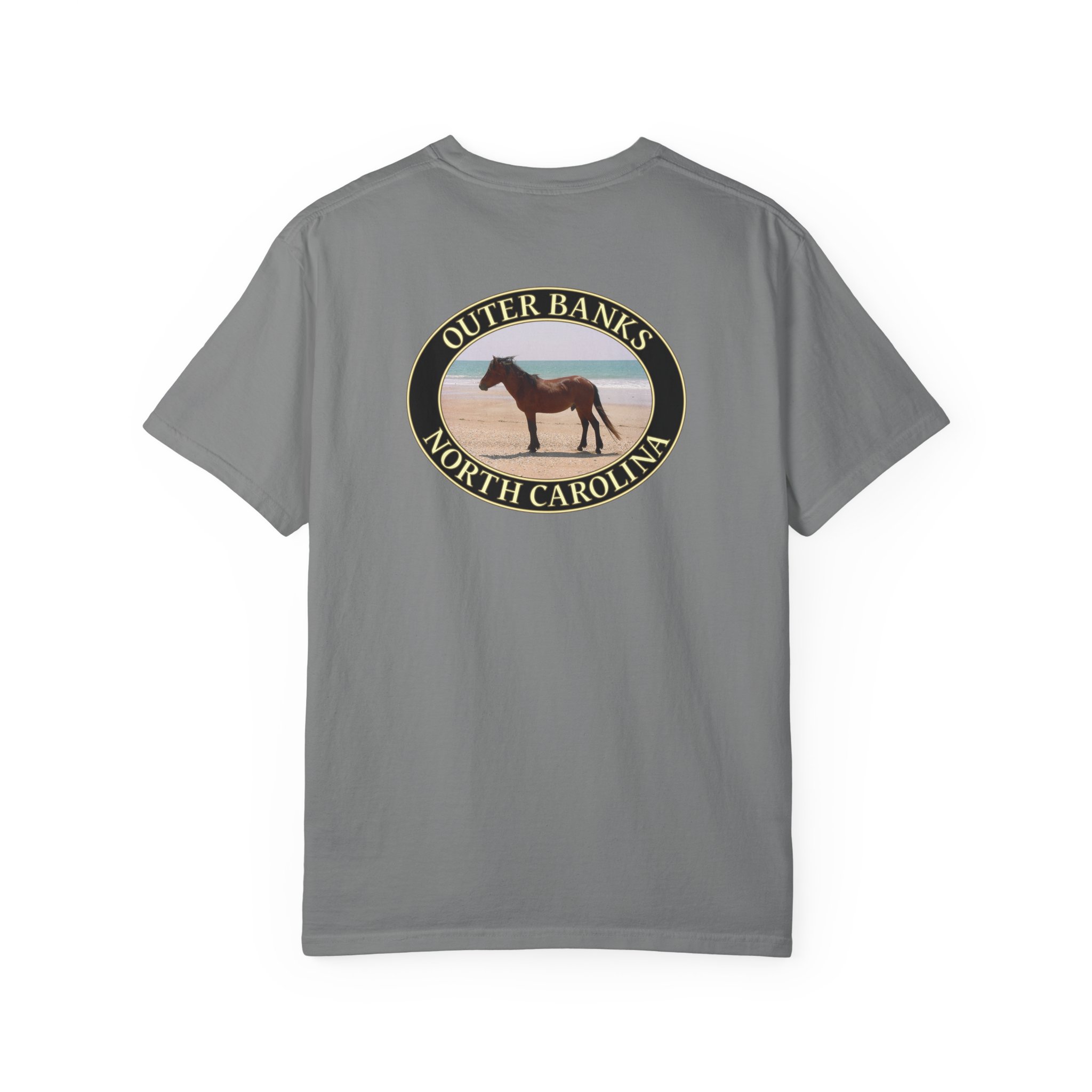 Wild Horse on the Beach at Outer Banks of North Carolina, Relaxed Fit Garment-Dyed Heavyweight T-Shirt, 2-sided Print - Image 14