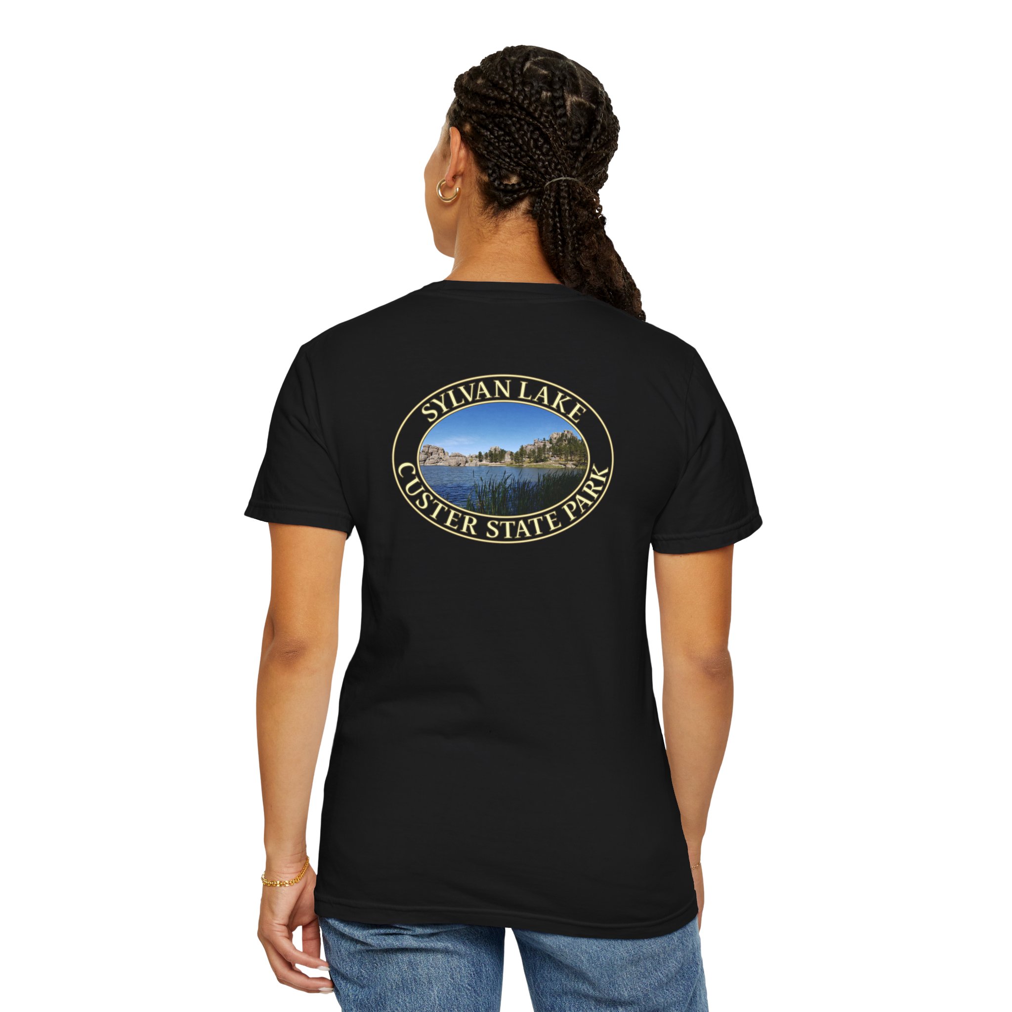 Sylvan Lake at Custer State Park South Dakota Scenic Travel T-Shirt – Soft Garment-Dyed Heavyweight Tee - Image 24