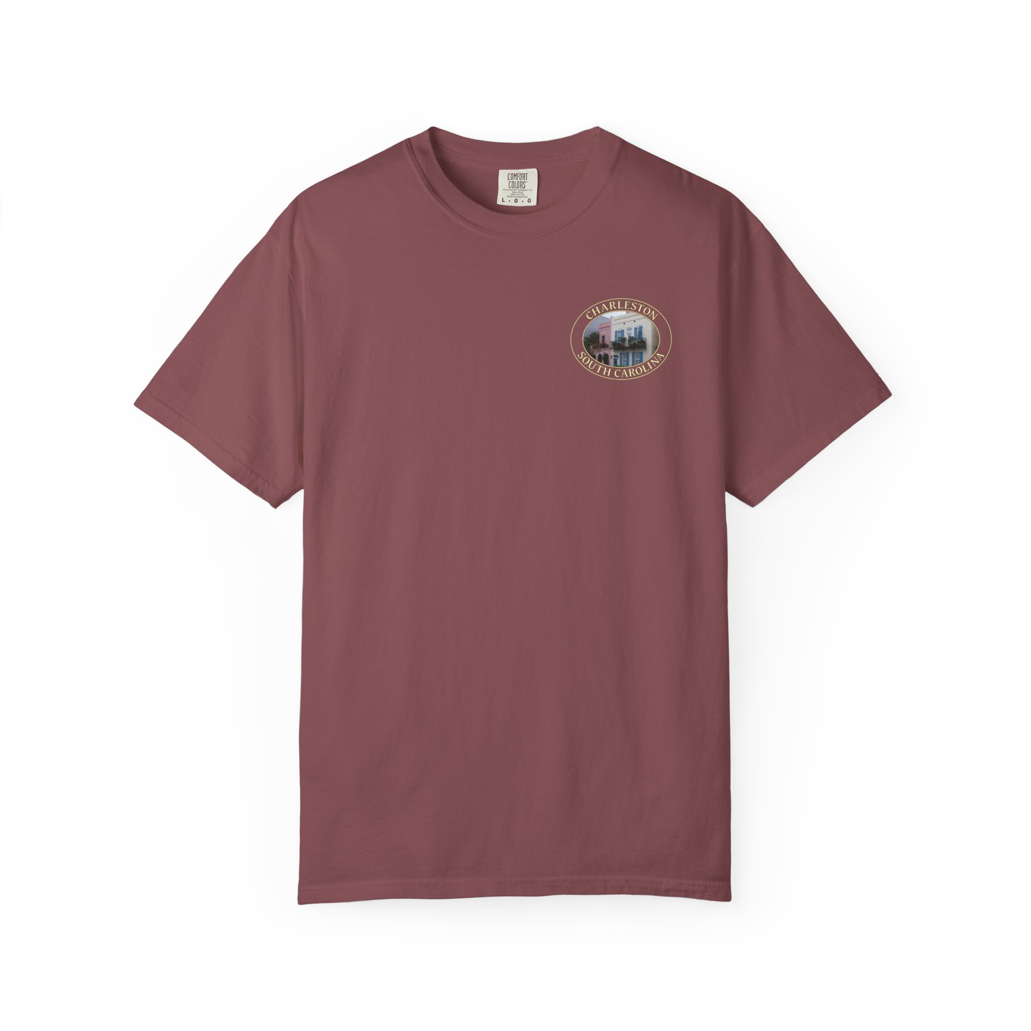 Rainbow Row Houses Charleston SC Scenic Garment-Dyed Heavyweight T-Shirt with Relaxed Fit - Image 9