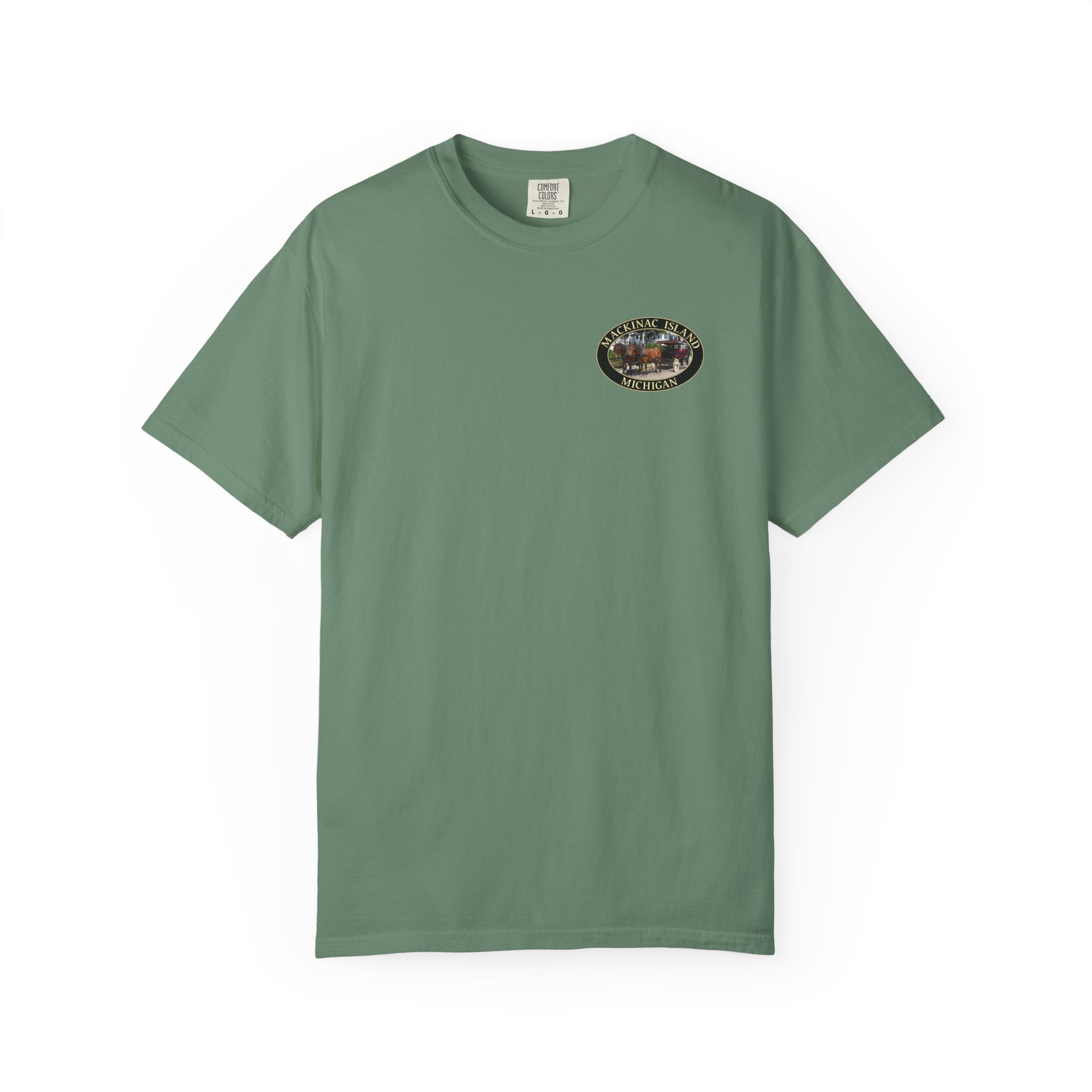 Horses and Carriage on West Bluff of Mackinac Island Michigan, Relaxed Fit Garment-Dyed Heavyweight T-Shirt, 2-sided Print - Image 13