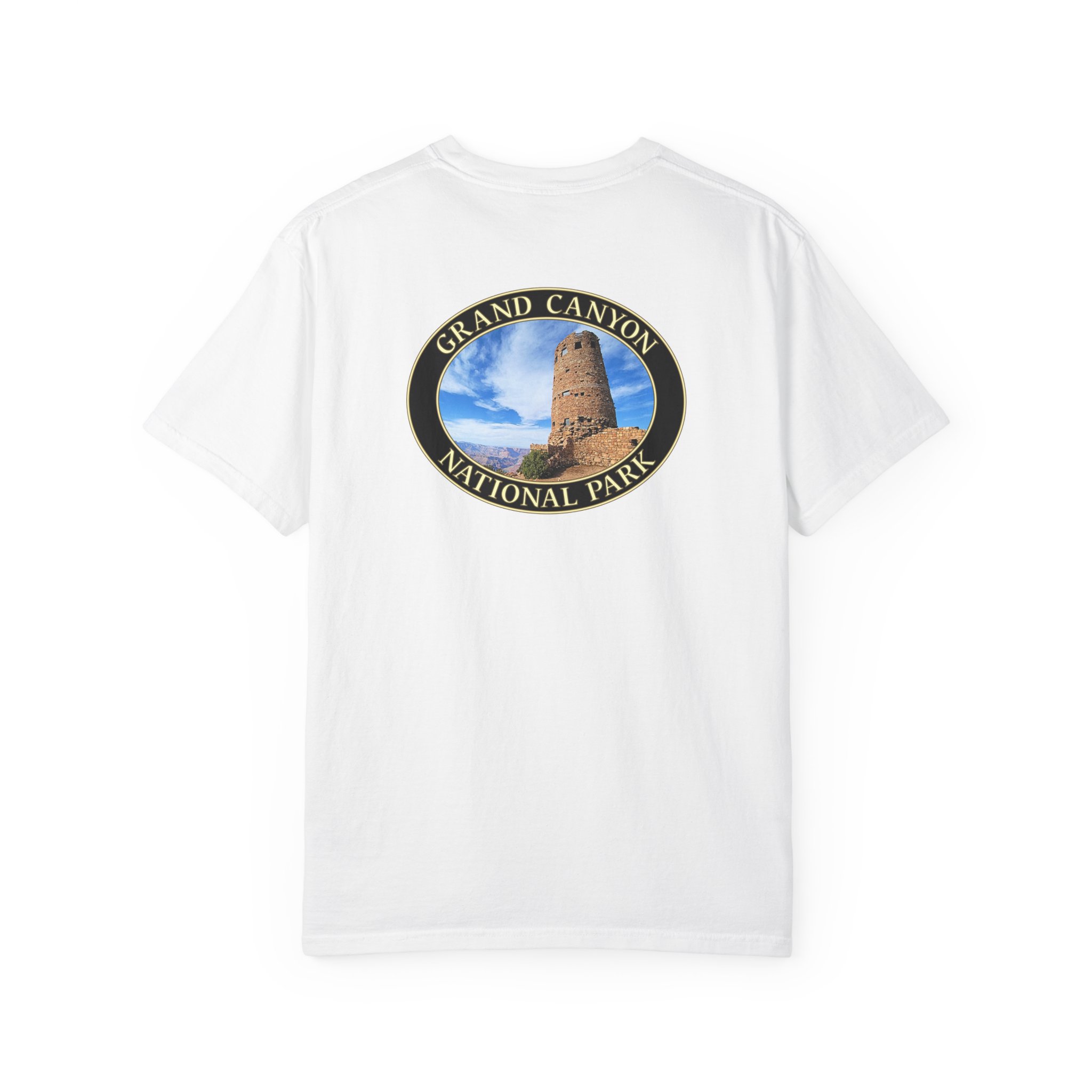 Desert View Watchtower at Grand Canyon National Park Scenic Travel T-Shirt with Relaxed Fit, Garment Dyed Heavyweight Tee - Image 6