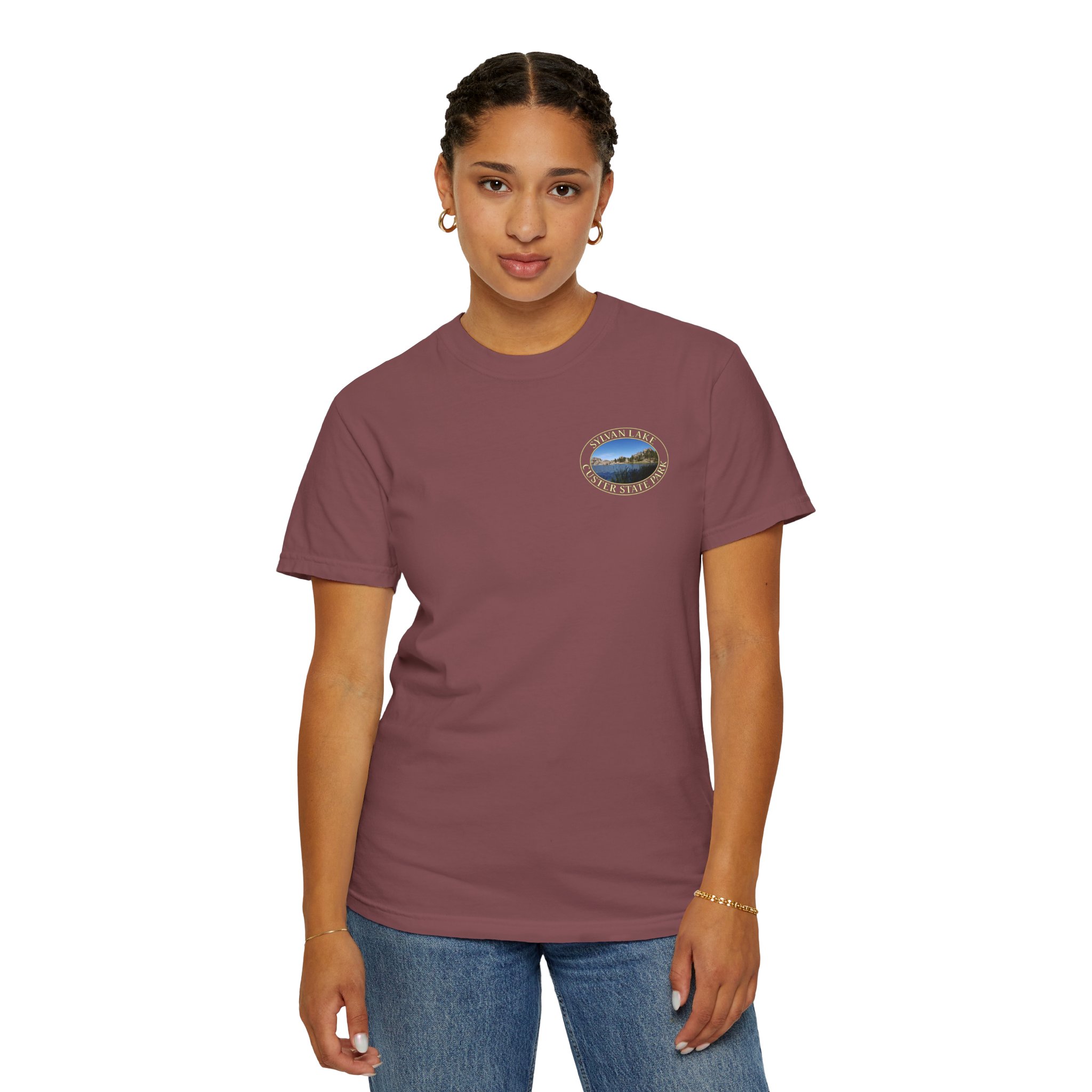 Sylvan Lake at Custer State Park South Dakota Scenic Travel T-Shirt – Soft Garment-Dyed Heavyweight Tee - Image 11