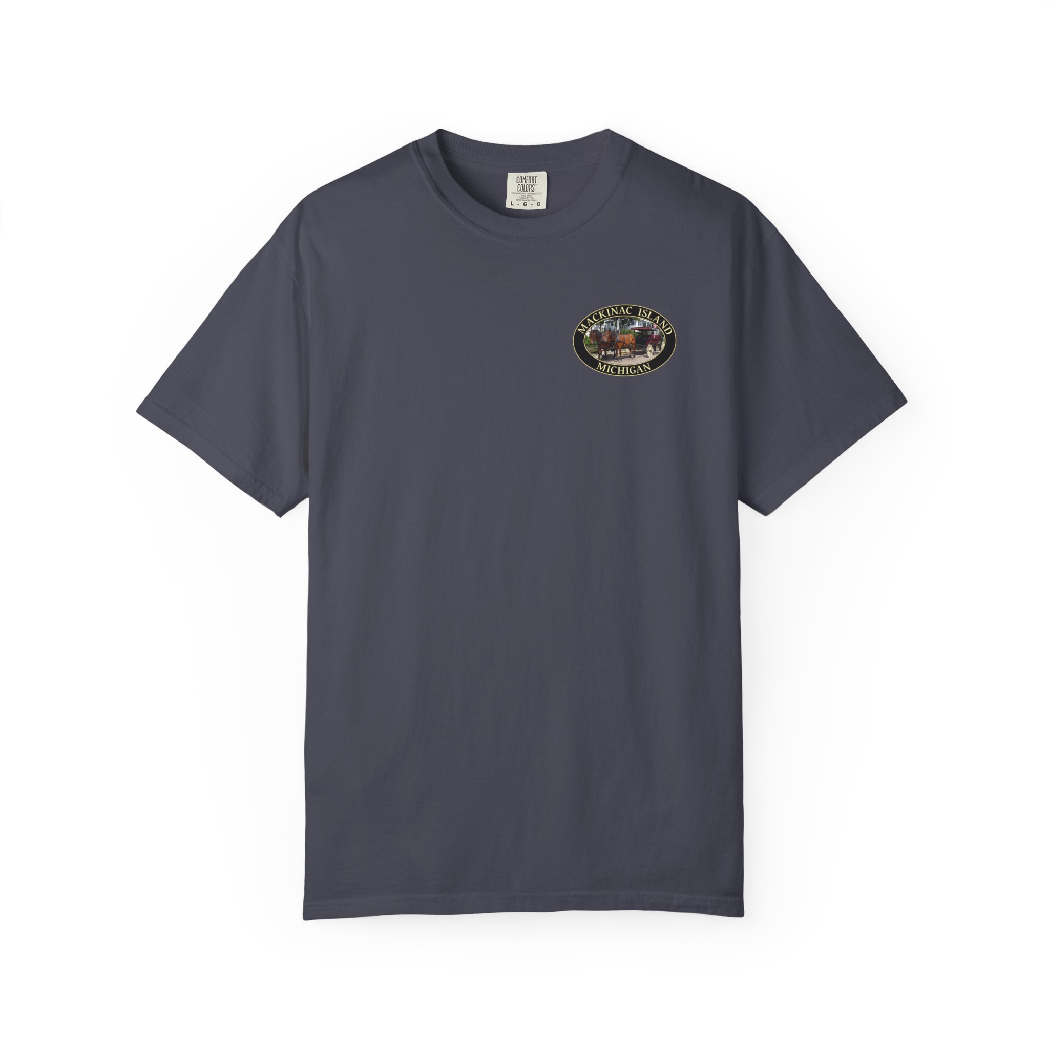 Horses and Carriage on West Bluff of Mackinac Island Michigan, Relaxed Fit Garment-Dyed Heavyweight T-Shirt, 2-sided Print - Image 21