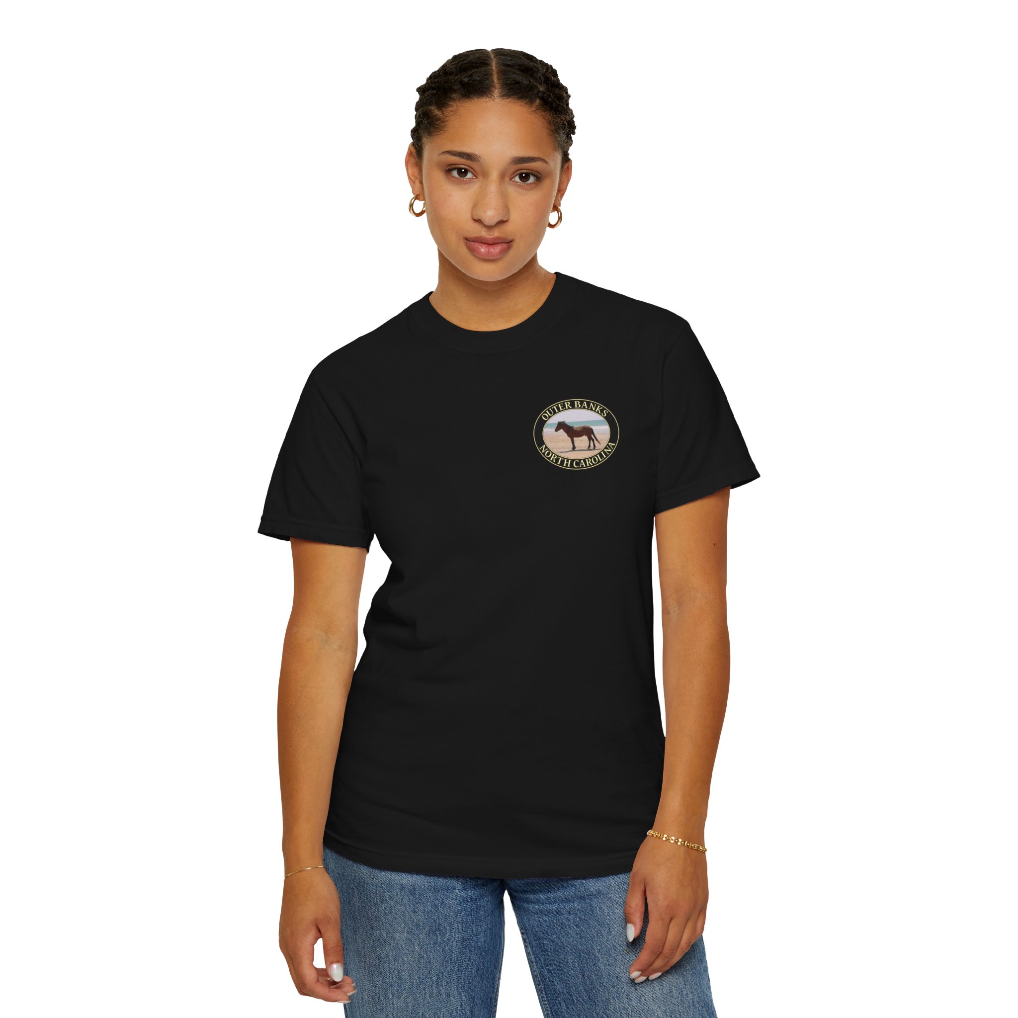 Wild Horse on the Beach at Outer Banks of North Carolina, Relaxed Fit Garment-Dyed Heavyweight T-Shirt, 2-sided Print - Image 23