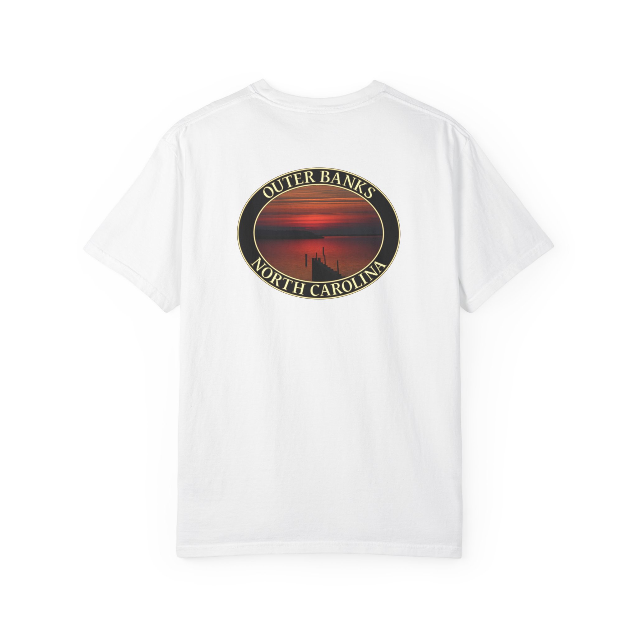 Red Sunset over Albemarle Sound on Outer Banks North Carolina Relaxed Fit Garment-Dyed Heavyweight T-Shirt - Image 6