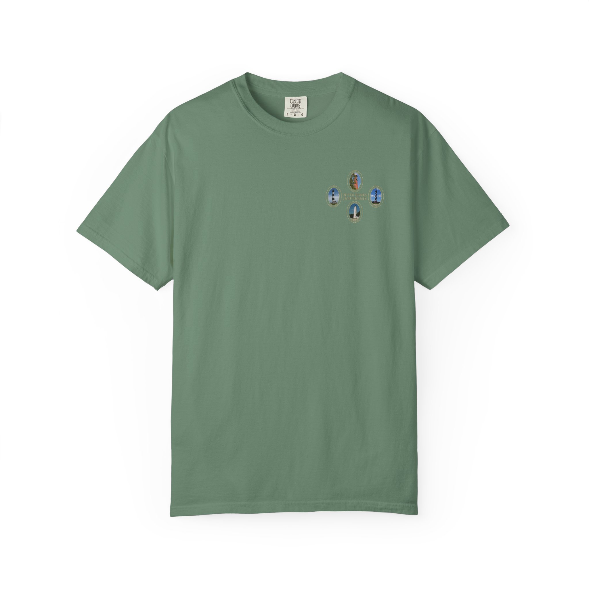 Ocracoke, Hatteras, Bodie and Currituck Lighthouses on Outer Banks North Carolina Garment-Dyed Heavyweight T-Shirt - Image 17
