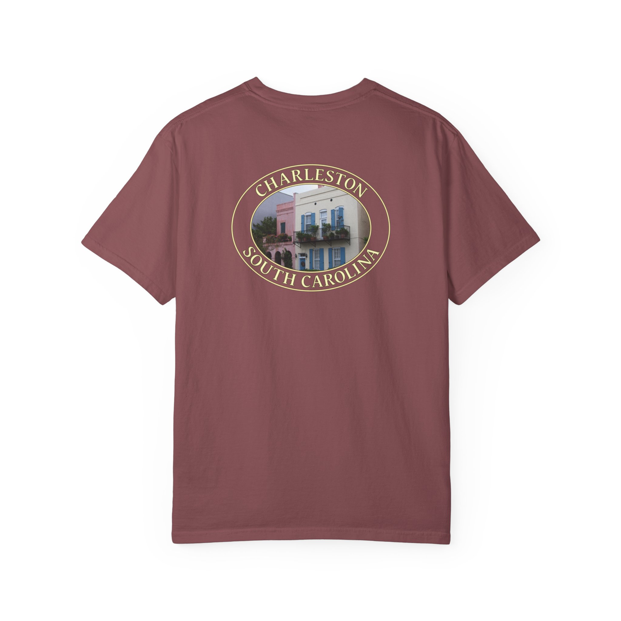 Rainbow Row Houses Charleston SC Scenic Garment-Dyed Heavyweight T-Shirt with Relaxed Fit - Image 10