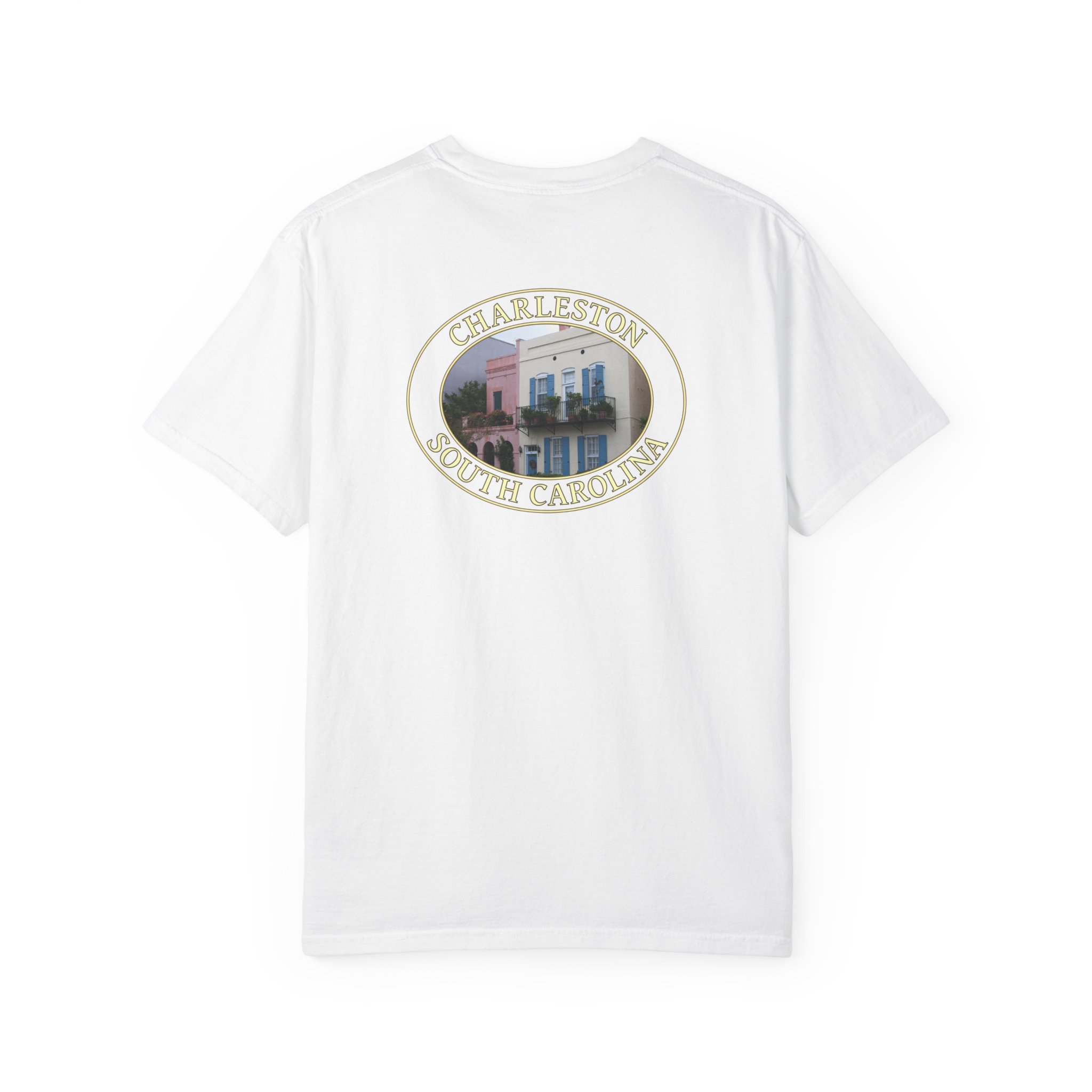 Rainbow Row Houses Charleston SC Scenic Garment-Dyed Heavyweight T-Shirt with Relaxed Fit - Image 6