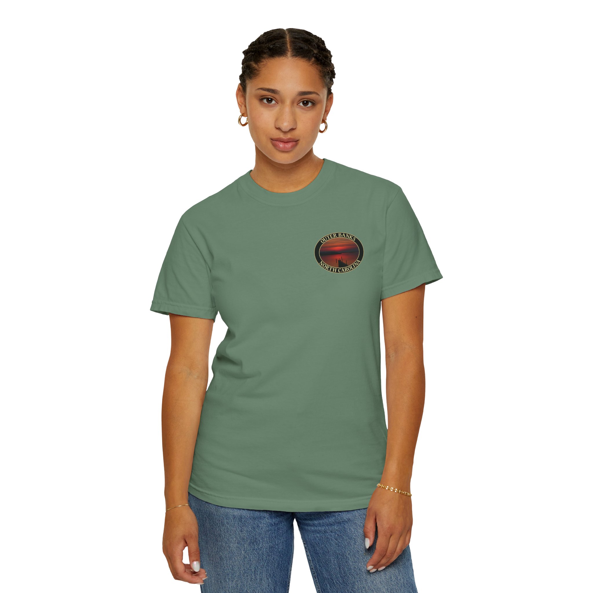 Red Sunset over Albemarle Sound on Outer Banks North Carolina Relaxed Fit Garment-Dyed Heavyweight T-Shirt - Image 19