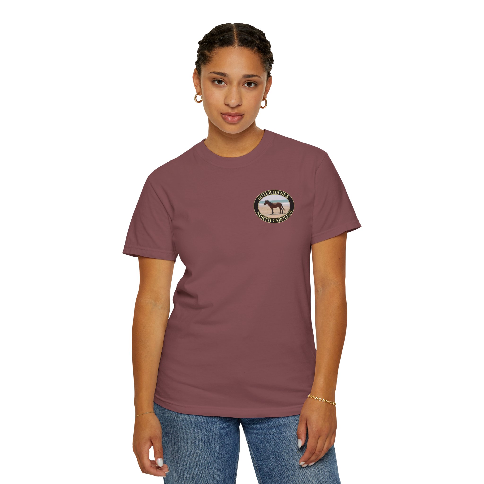 Wild Horse on the Beach at Outer Banks of North Carolina, Relaxed Fit Garment-Dyed Heavyweight T-Shirt, 2-sided Print - Image 11
