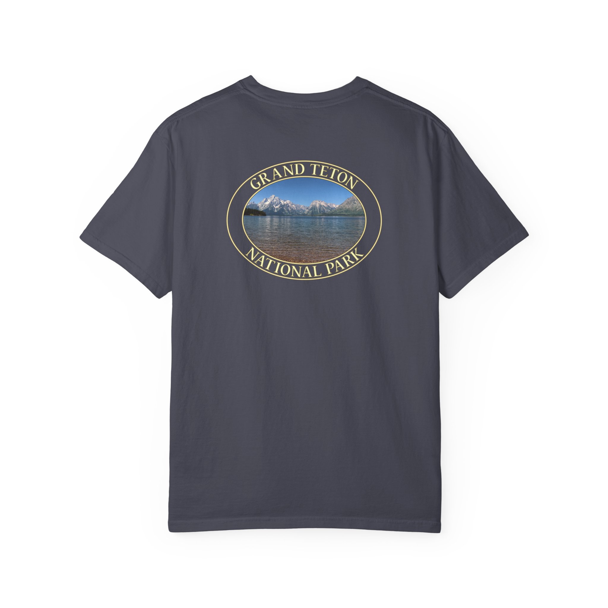Jackson Lake and the Teton Mountains at Grand Teton National Park Relaxed Fit Garment-Dyed Heavyweight T-Shirt - Image 3