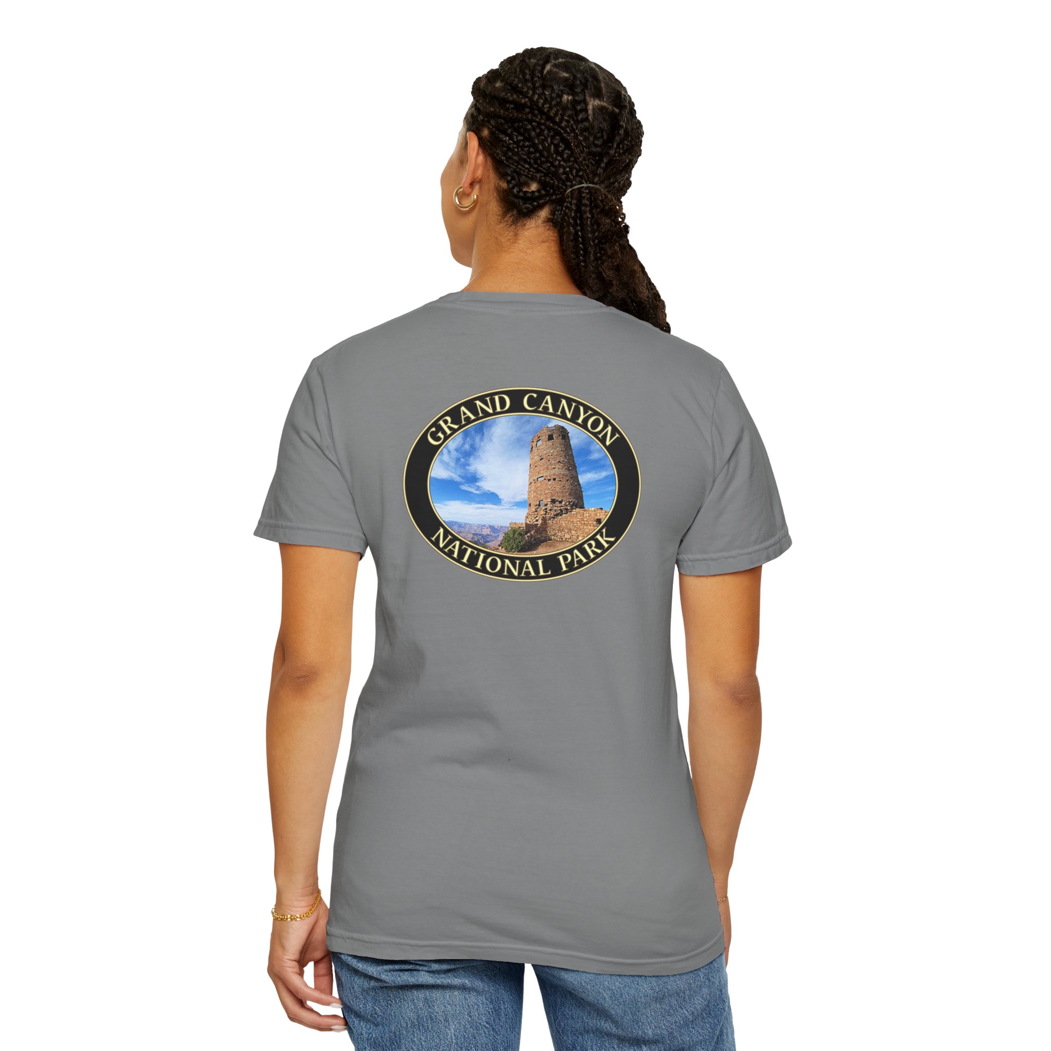 Desert View Watchtower at Grand Canyon National Park Scenic Travel T-Shirt with Relaxed Fit, Garment Dyed Heavyweight Tee - Image 12
