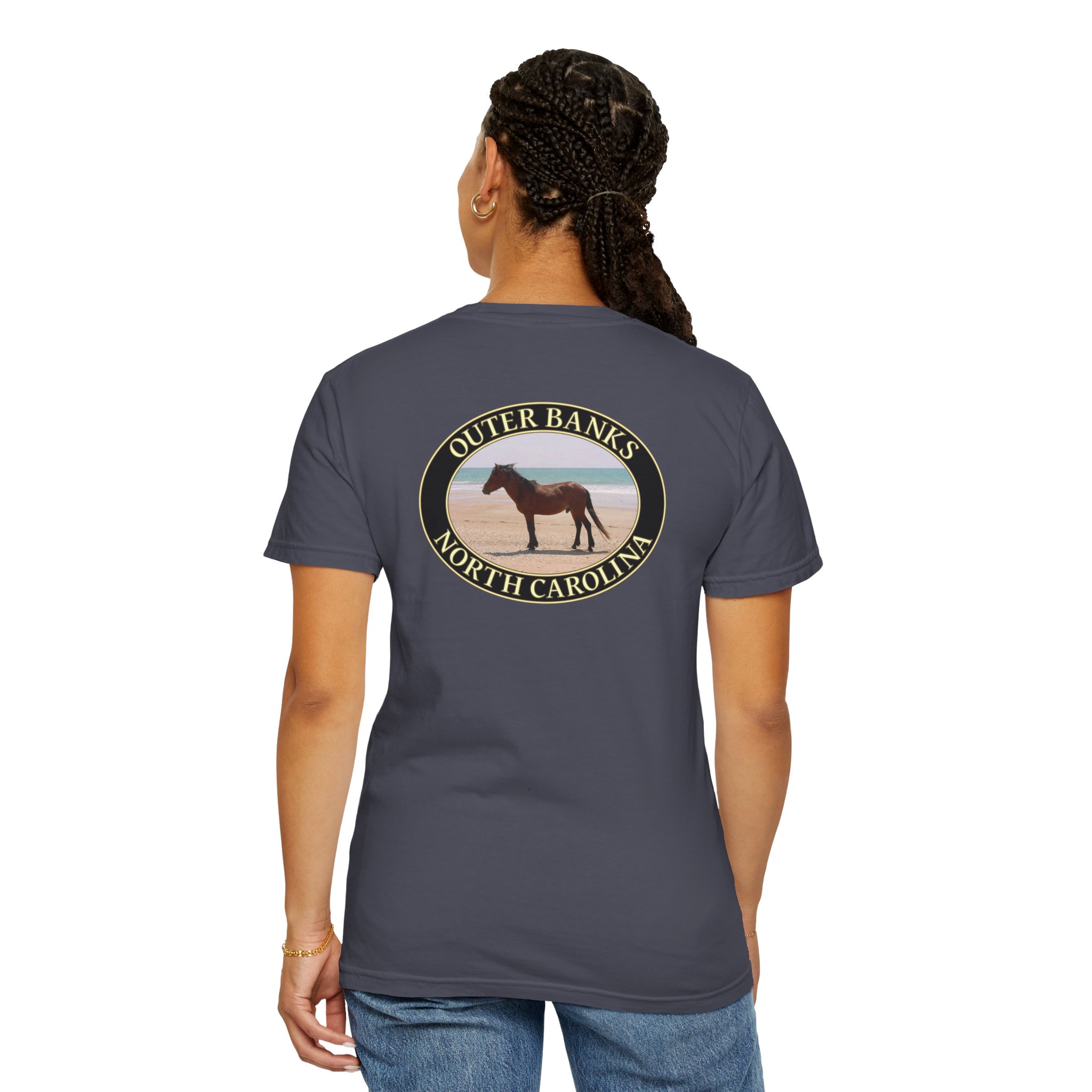 Wild Horse on the Beach at Outer Banks of North Carolina, Relaxed Fit Garment-Dyed Heavyweight T-Shirt, 2-sided Print - Image 28