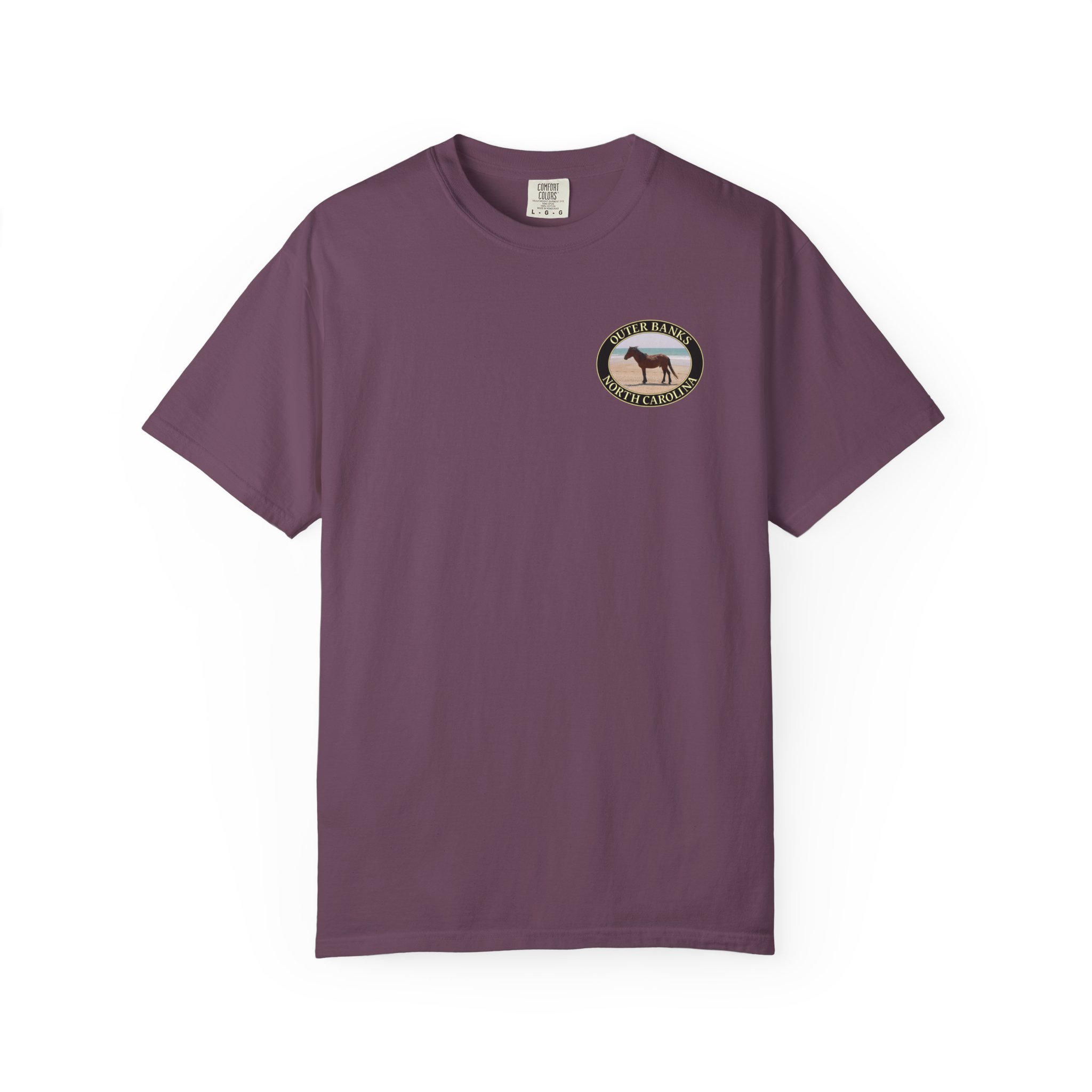 Wild Horse on the Beach at Outer Banks of North Carolina, Relaxed Fit Garment-Dyed Heavyweight T-Shirt, 2-sided Print - Image 2