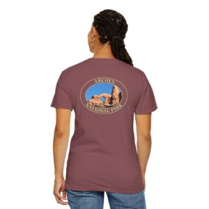 Closeup of Turret Arch at Arches National Park Relaxed Fit Garment-Dyed Heavyweight T-Shirt with Front and Back Print