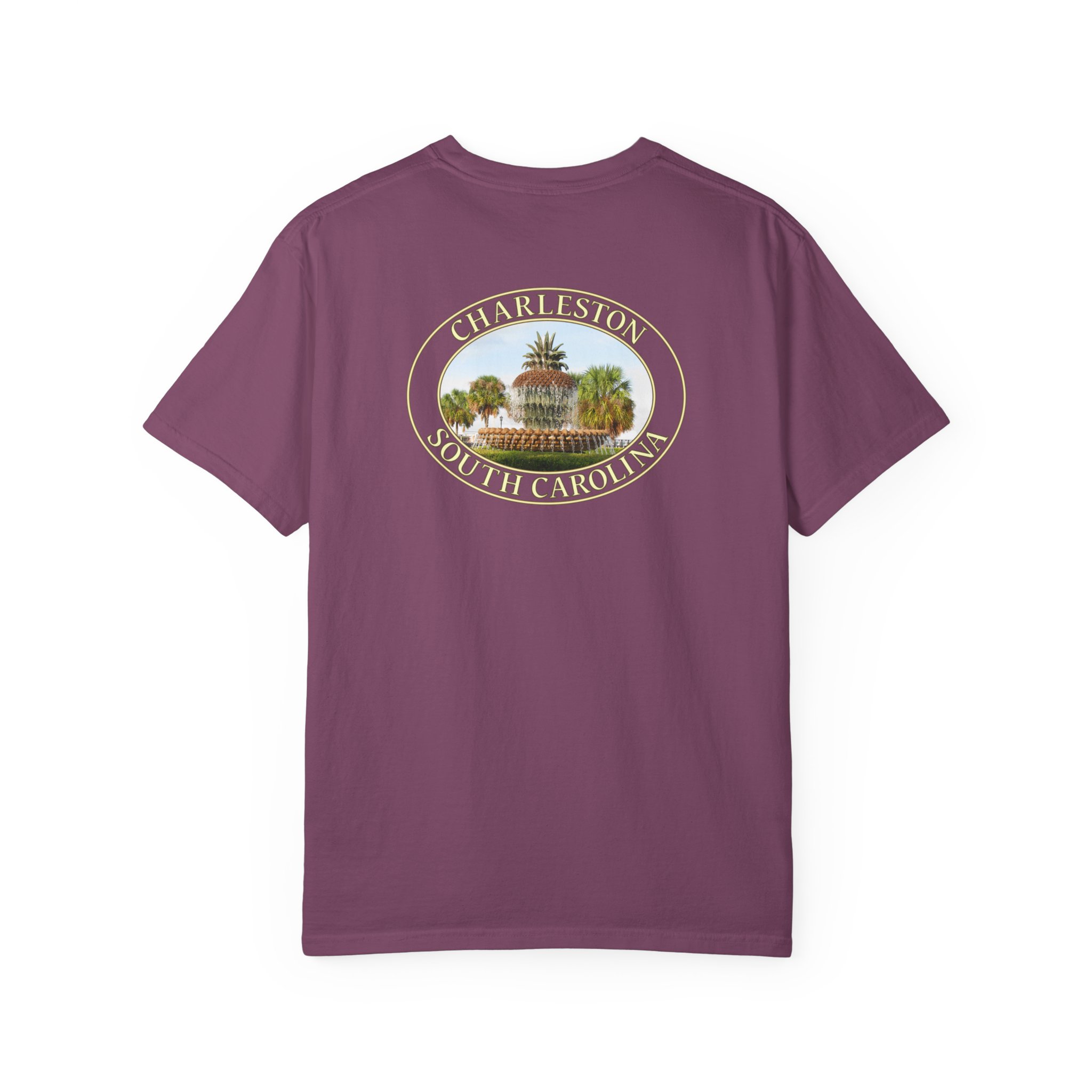 Pineapple Fountain Charleston SC Scenic Photography Garment-Dyed Heavyweight T-Shirt - Image 26