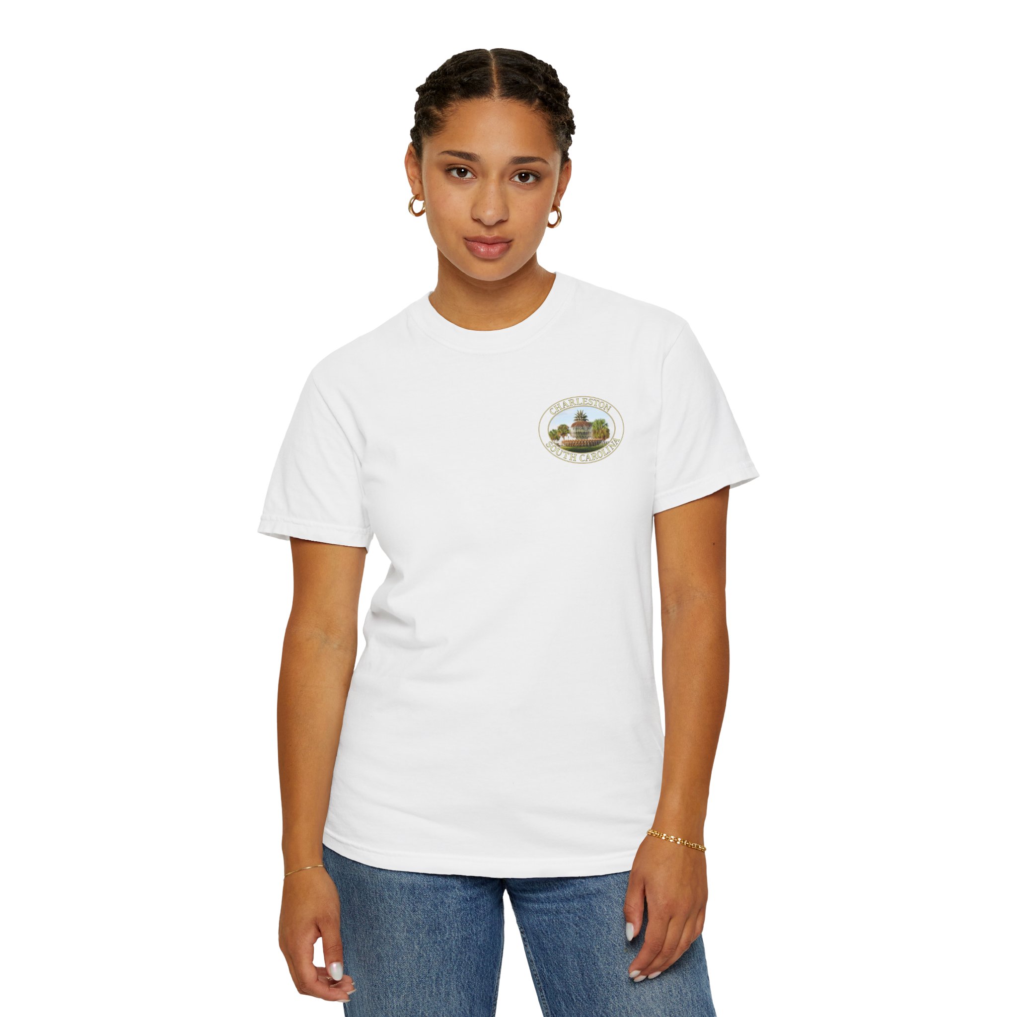 Pineapple Fountain Charleston SC Scenic Photography Garment-Dyed Heavyweight T-Shirt - Image 7