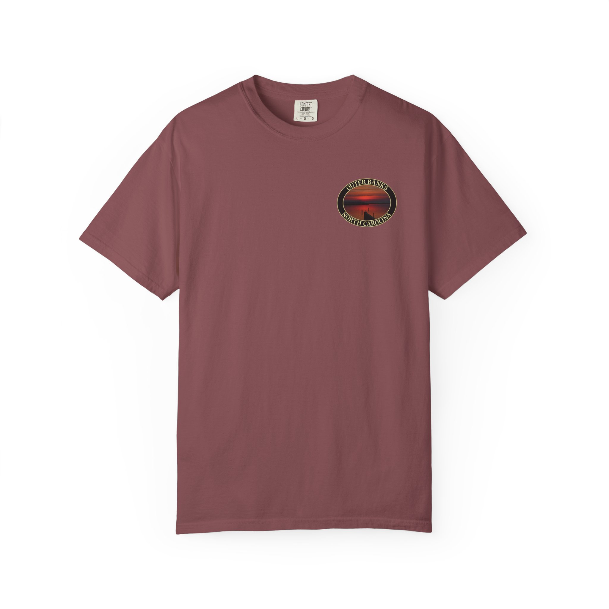 Red Sunset over Albemarle Sound on Outer Banks North Carolina Relaxed Fit Garment-Dyed Heavyweight T-Shirt - Image 9