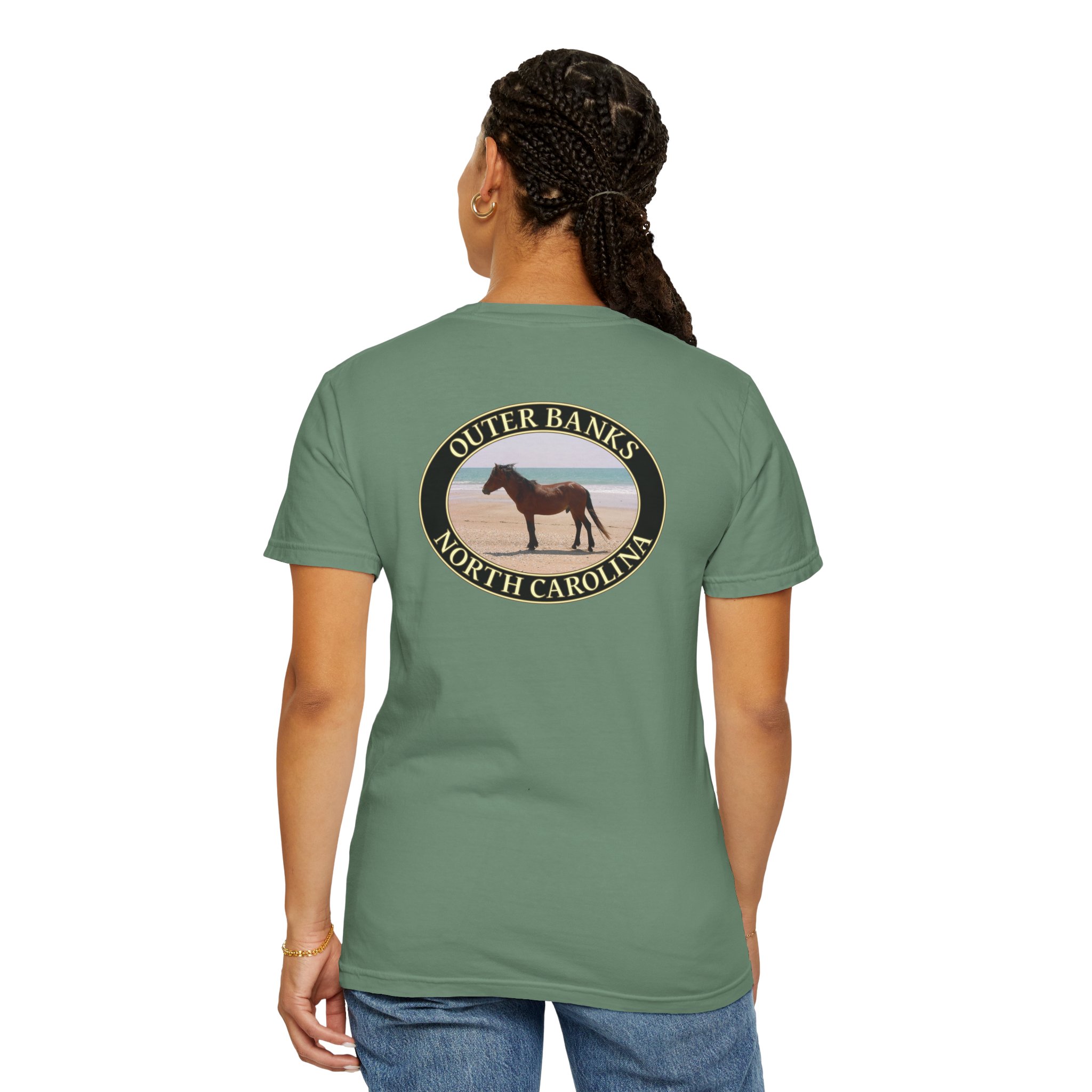 Wild Horse on the Beach at Outer Banks of North Carolina, Relaxed Fit Garment-Dyed Heavyweight T-Shirt, 2-sided Print - Image 20