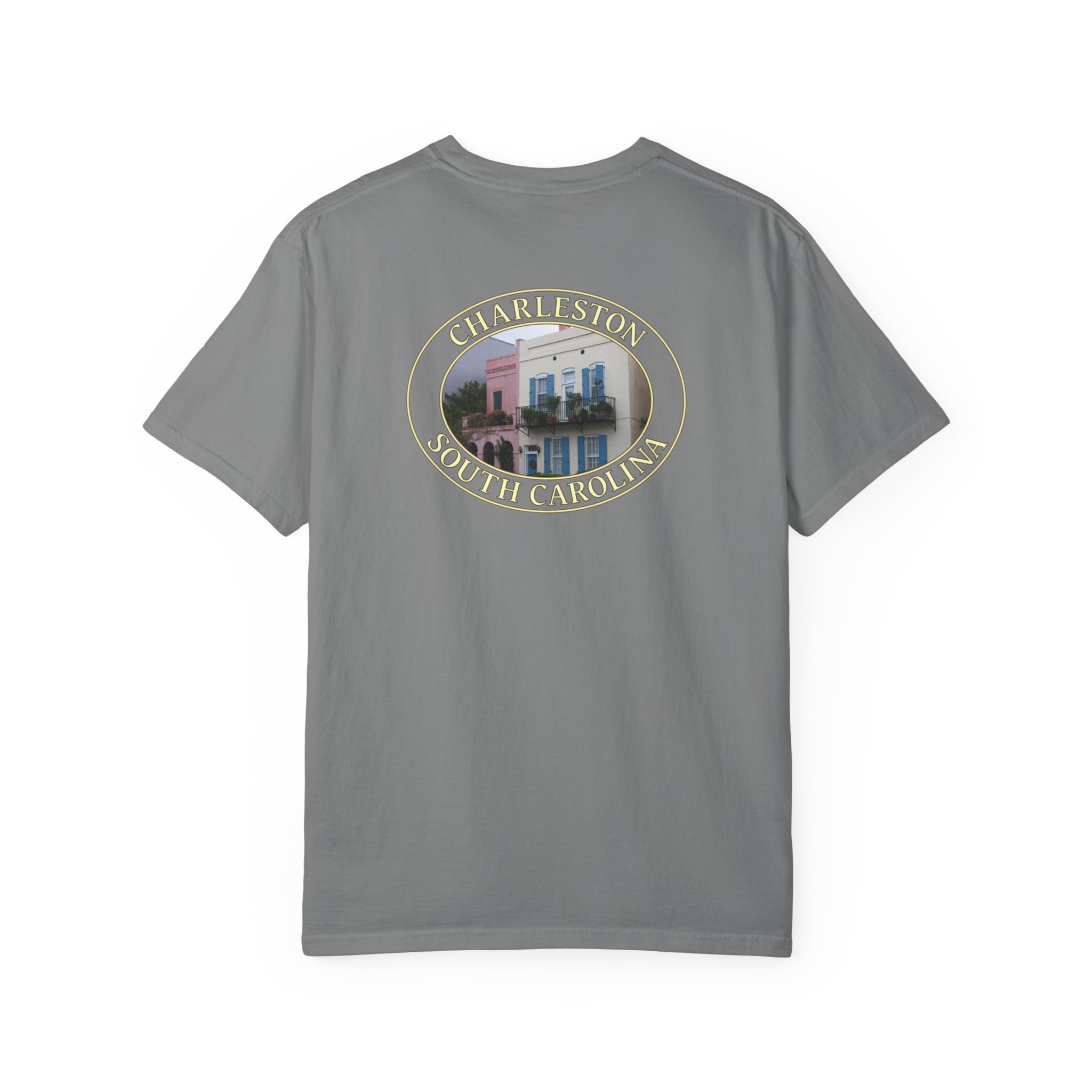 Rainbow Row Houses Charleston SC Scenic Garment-Dyed Heavyweight T-Shirt with Relaxed Fit - Image 14