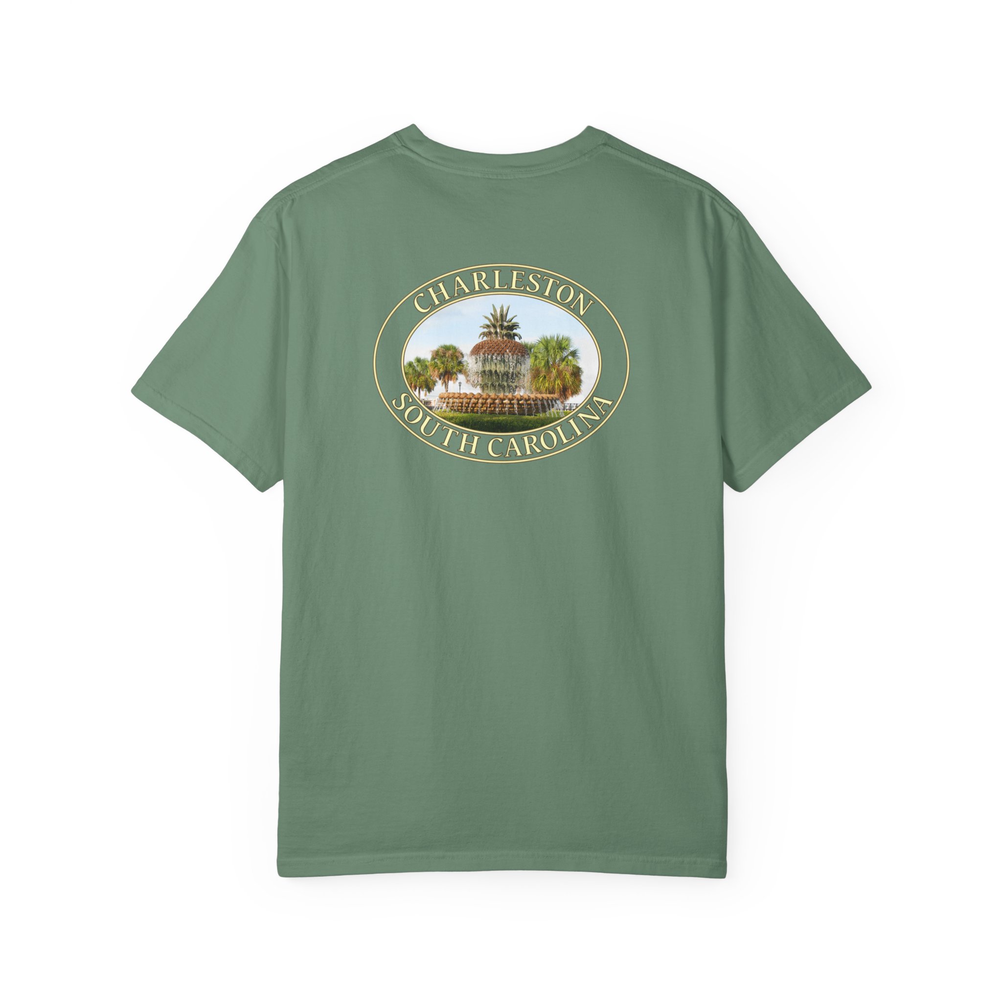 Pineapple Fountain Charleston SC Scenic Photography Garment-Dyed Heavyweight T-Shirt - Image 3