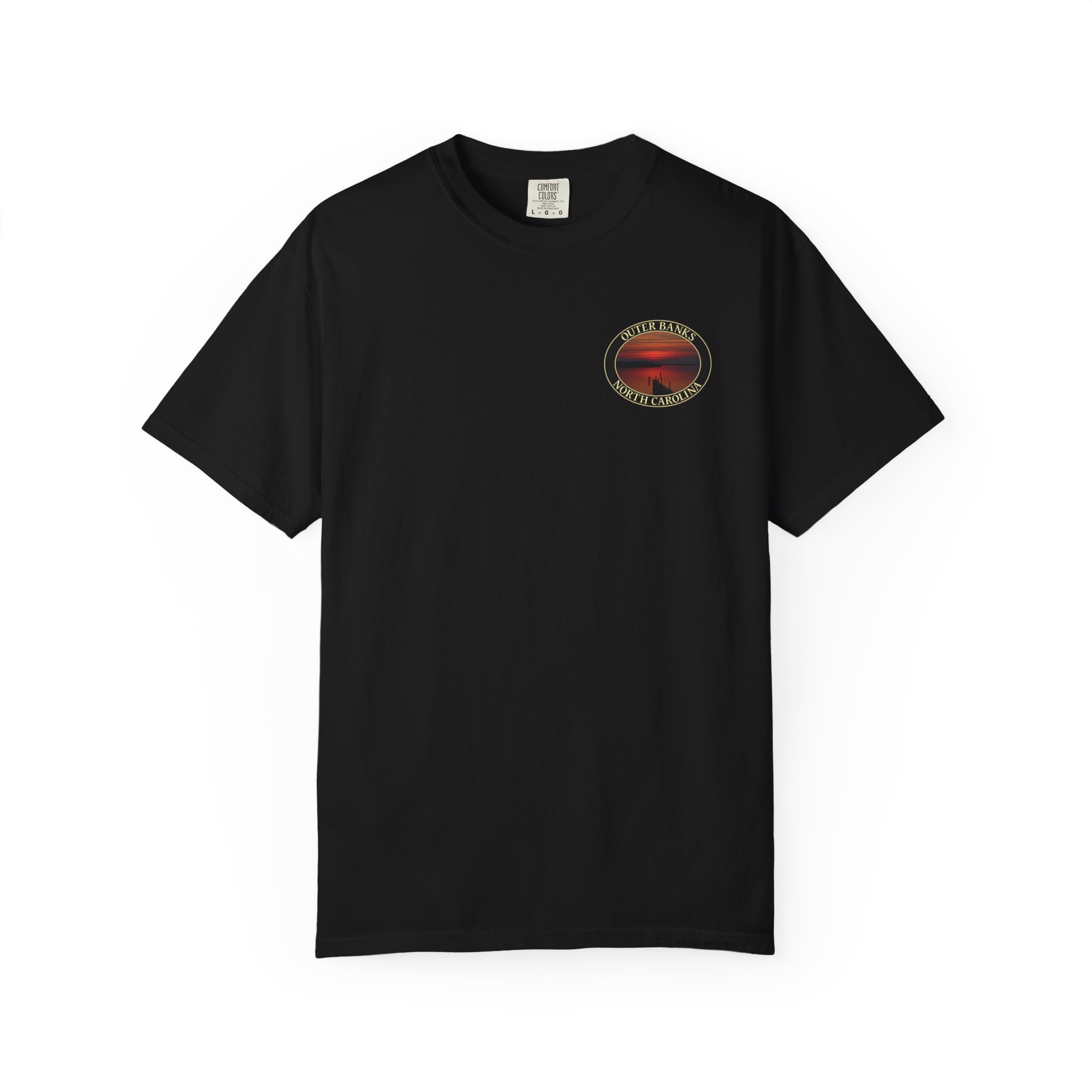 Red Sunset over Albemarle Sound on Outer Banks North Carolina Relaxed Fit Garment-Dyed Heavyweight T-Shirt - Image 2