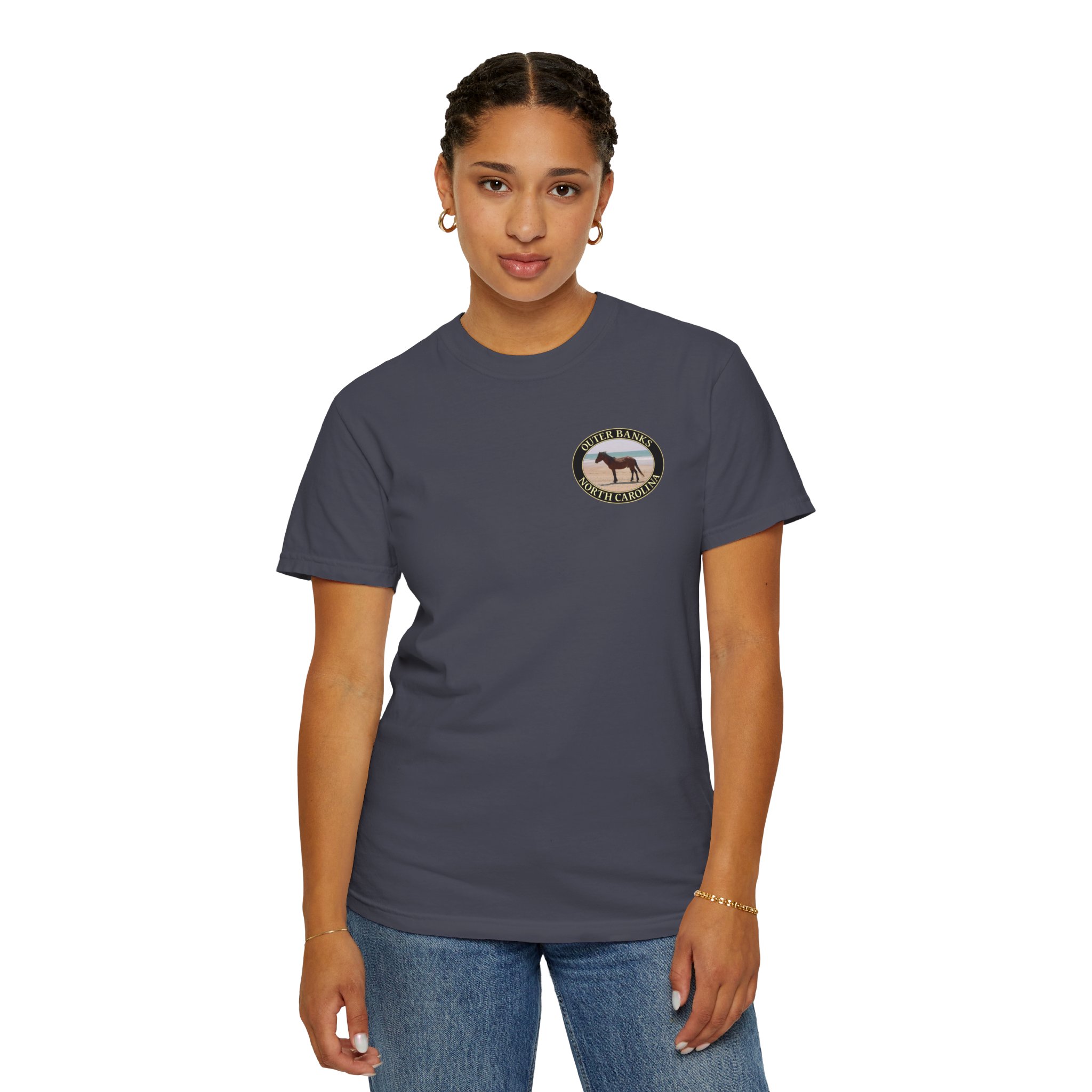 Wild Horse on the Beach at Outer Banks of North Carolina, Relaxed Fit Garment-Dyed Heavyweight T-Shirt, 2-sided Print - Image 27