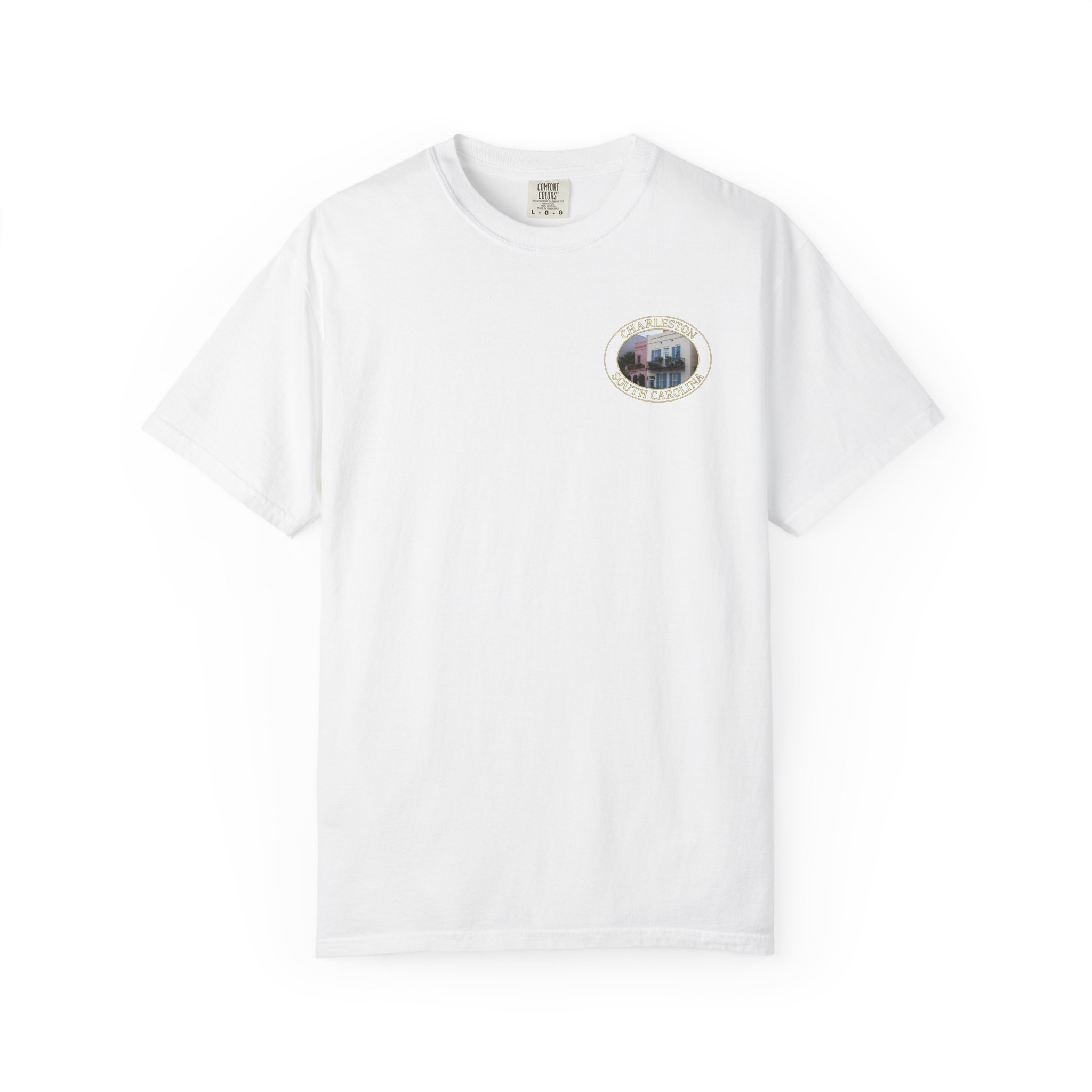 Rainbow Row Houses Charleston SC Scenic Garment-Dyed Heavyweight T-Shirt with Relaxed Fit - Image 5
