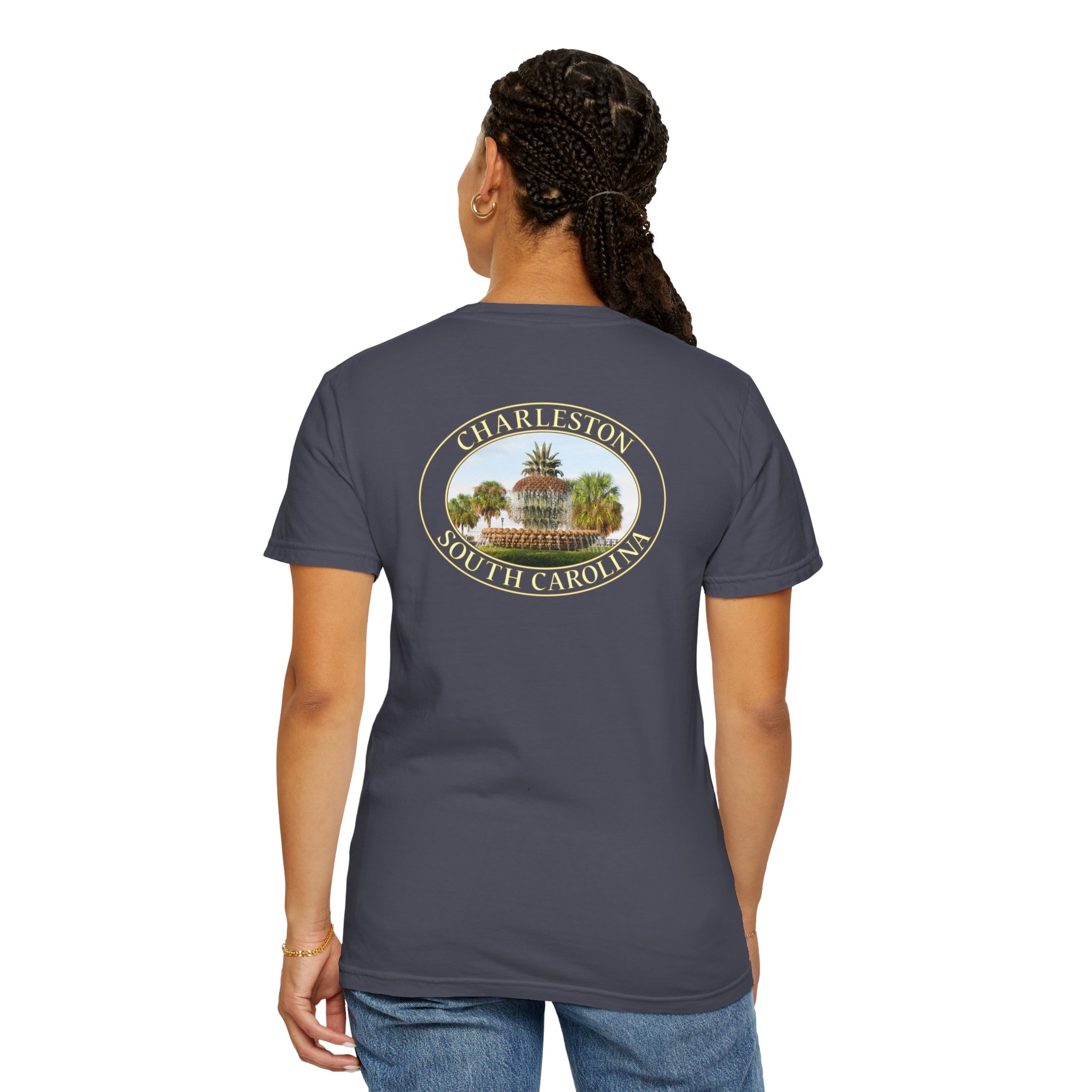 Pineapple Fountain Charleston SC Scenic Photography Garment-Dyed Heavyweight T-Shirt - Image 24