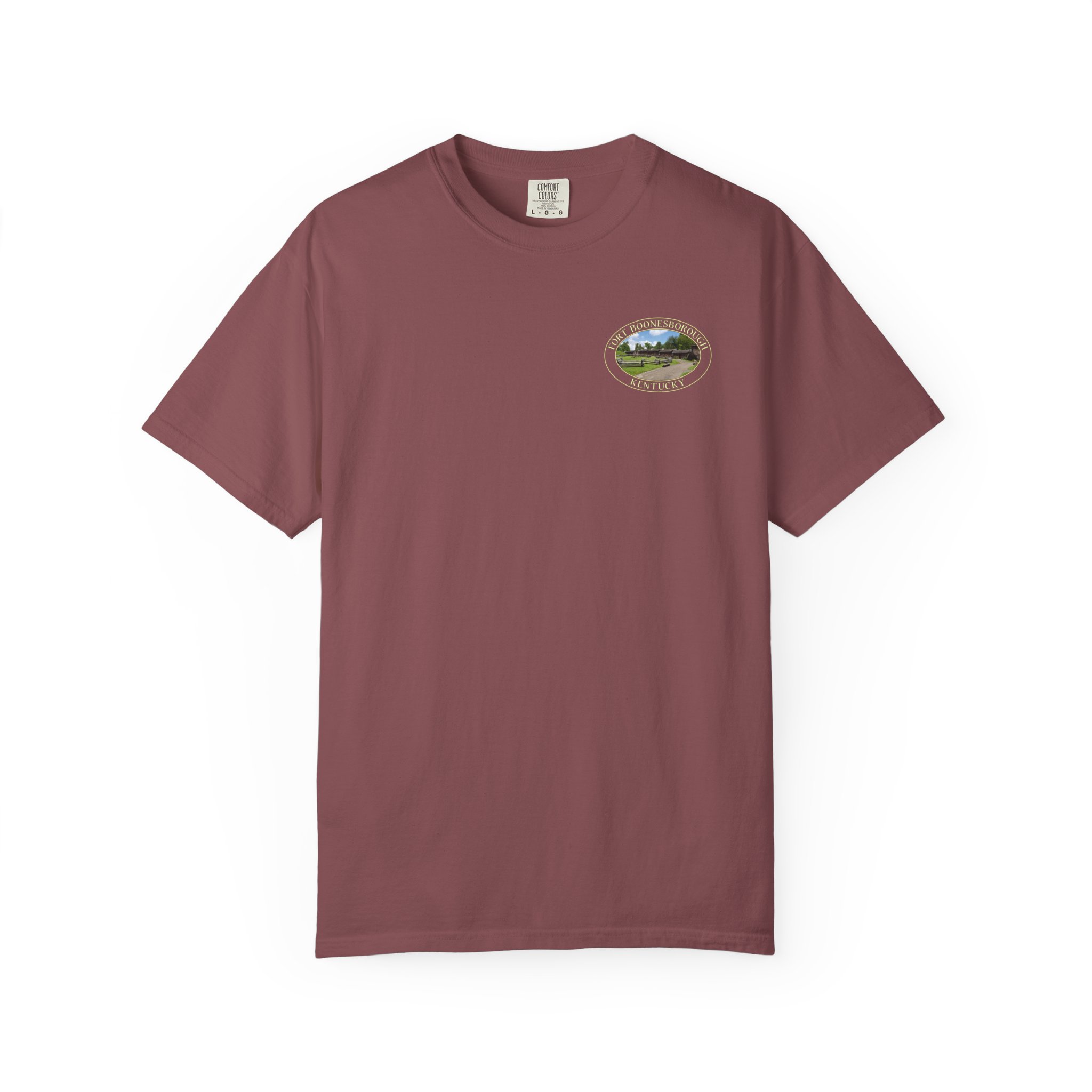 Historic Reproduction Buildings at Fort Boonesborough Kentucky Relaxed Fit Garment-Dyed Heavyweight T-Shirt for Outdoor and Travel Lovers - Image 9