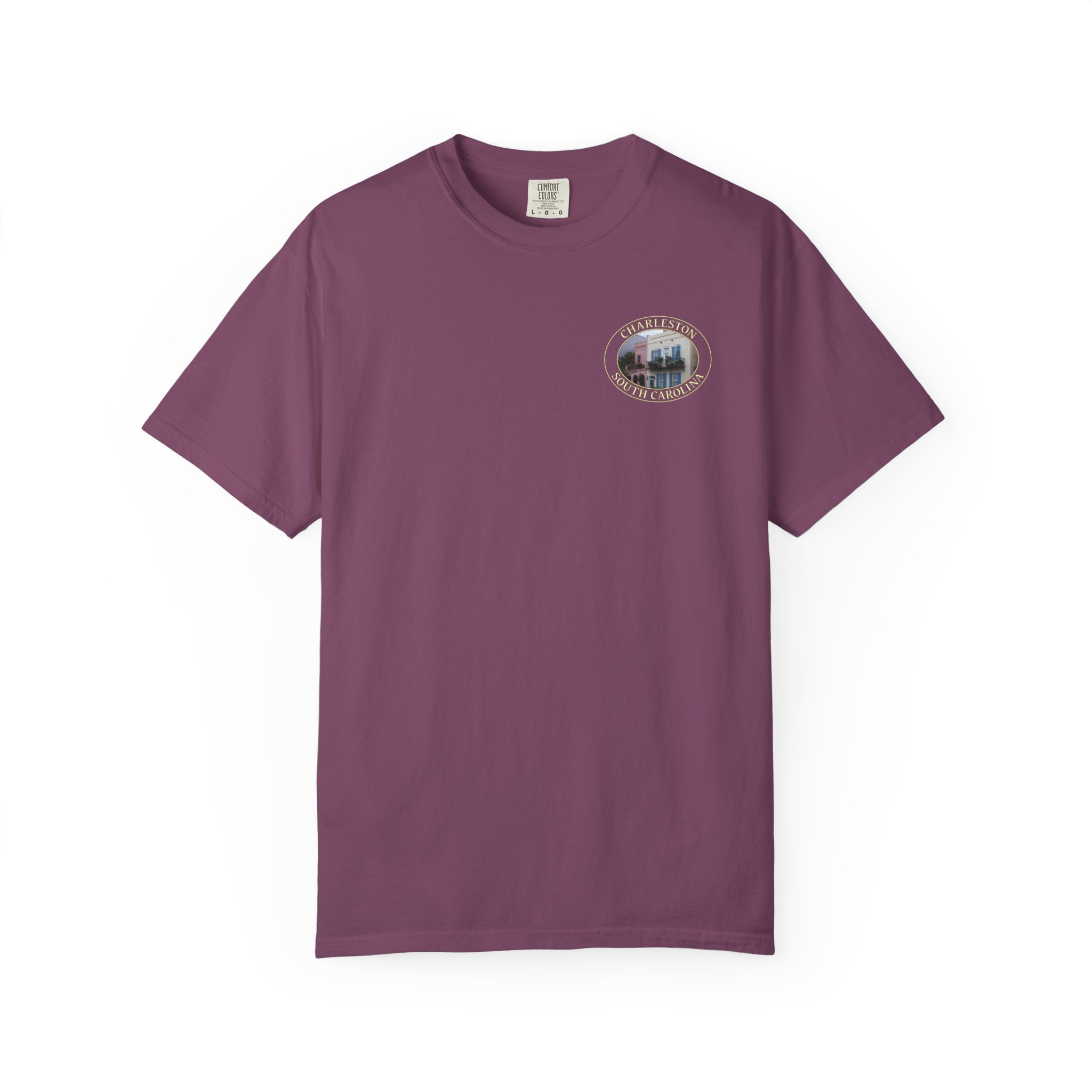 Rainbow Row Houses Charleston SC Scenic Garment-Dyed Heavyweight T-Shirt with Relaxed Fit - Image 2