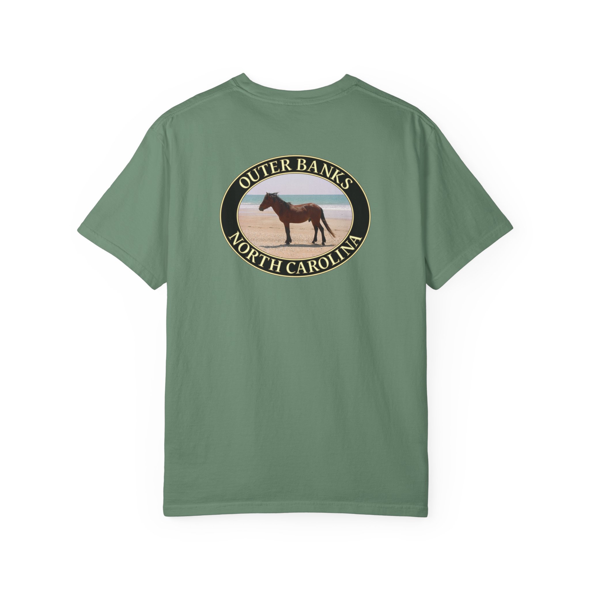 Wild Horse on the Beach at Outer Banks of North Carolina, Relaxed Fit Garment-Dyed Heavyweight T-Shirt, 2-sided Print - Image 18